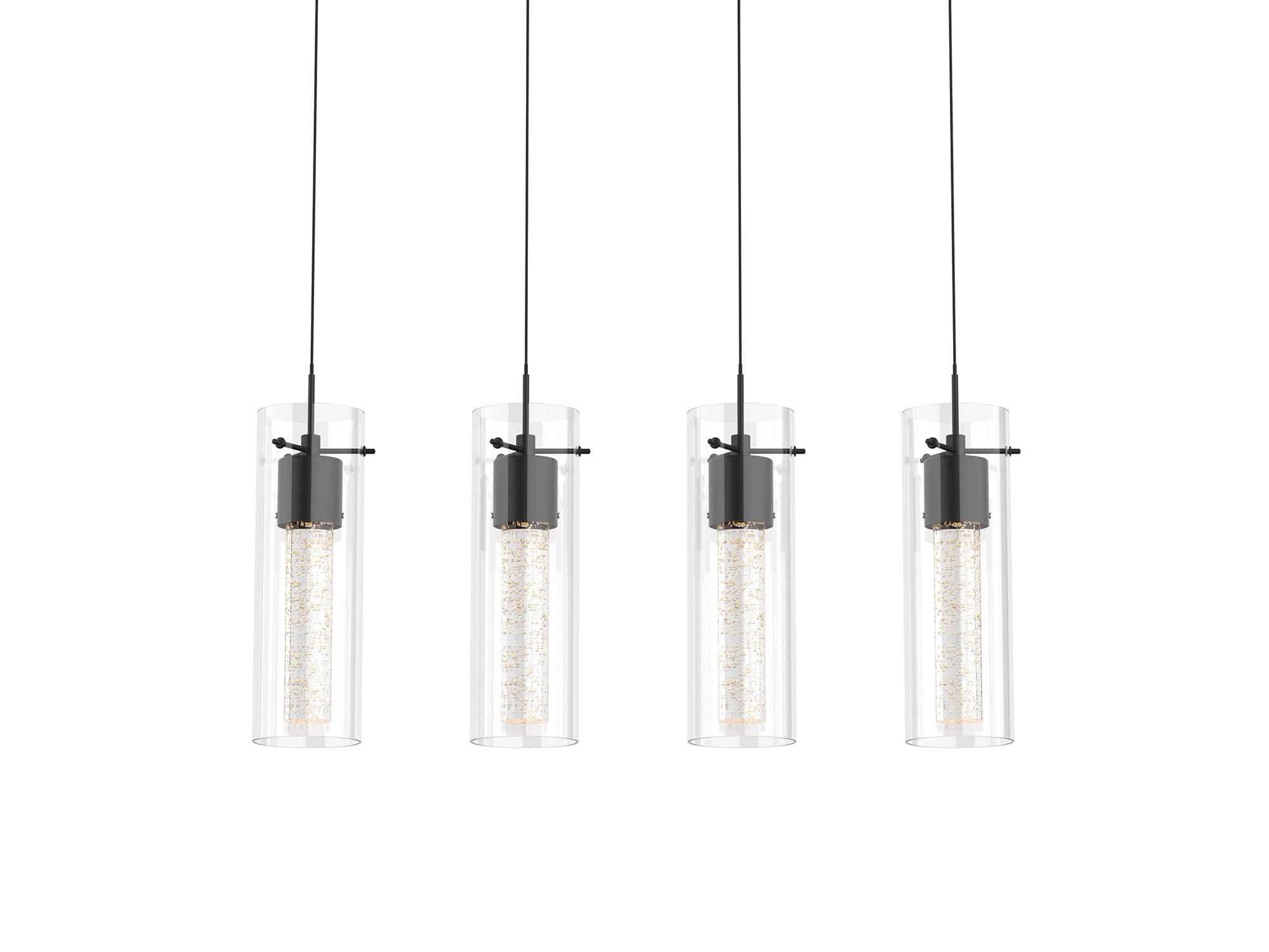 Tawson Alice 4-Light Chandelier Pendant Ceiling Light, Integrated Led And Bubble Glass, For Kitchen Island, Hallway, Entryway, P