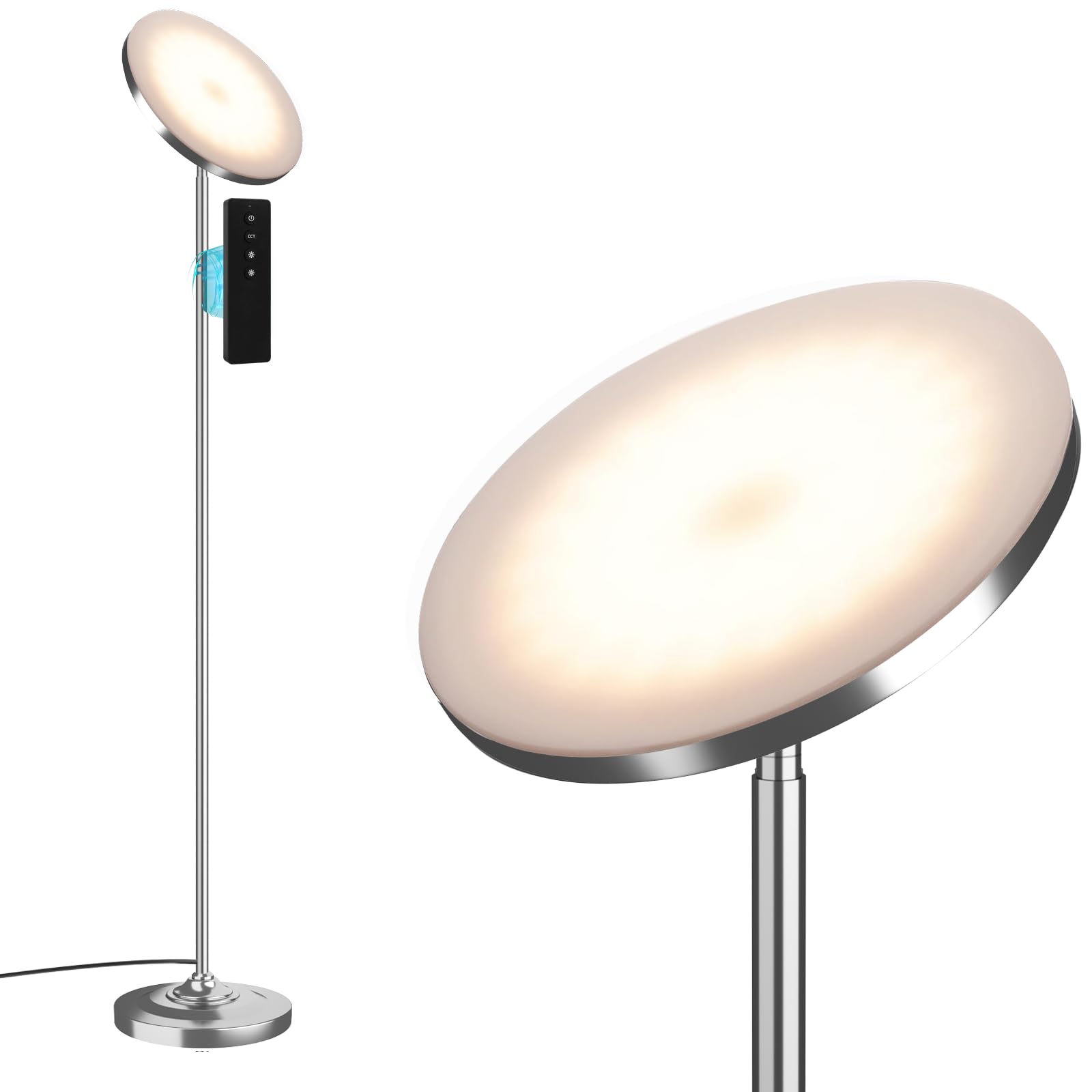 hanaking Floor Lamp, 30W/2600LM Bright Floor Lamp with Remote Control, Stepless Adjust Color Temperatures & Brightness, Torchier
