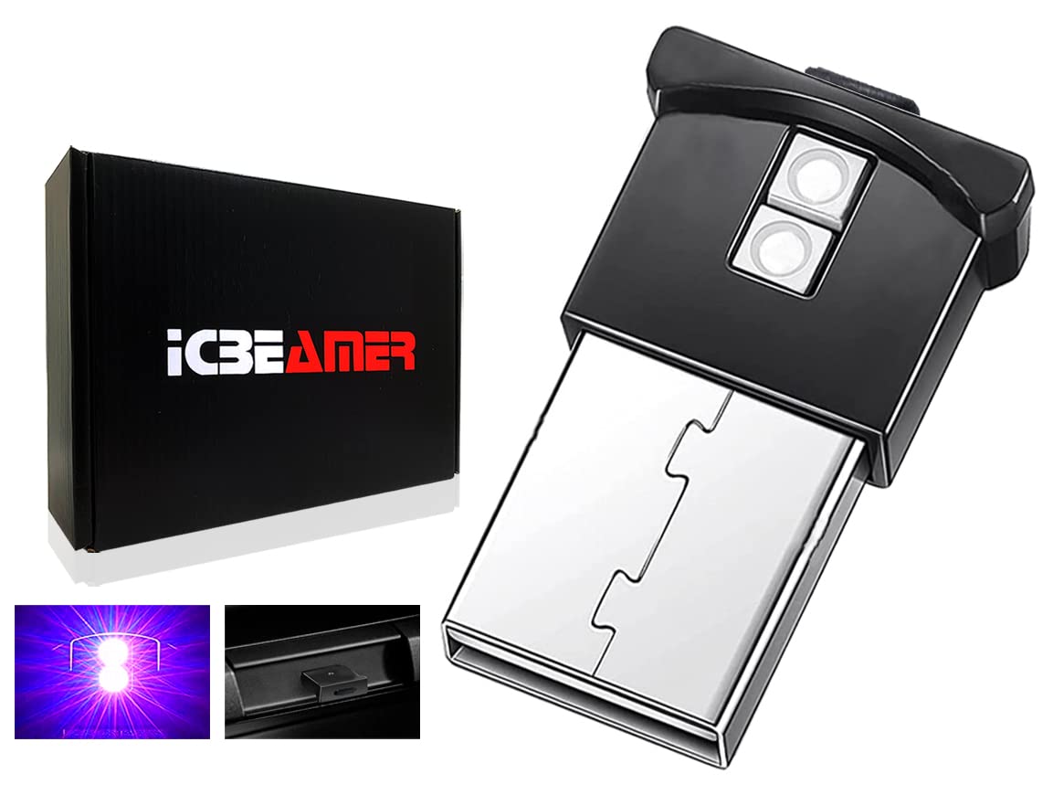 Icbeamer Smart Usb Adjustable Brightness Color: Purple, Auto Led Interface Plug-In Miniature Night Light Led For: Automotive Car Van Pickup Truck Interior Trunk Ambient Atmosphere Light