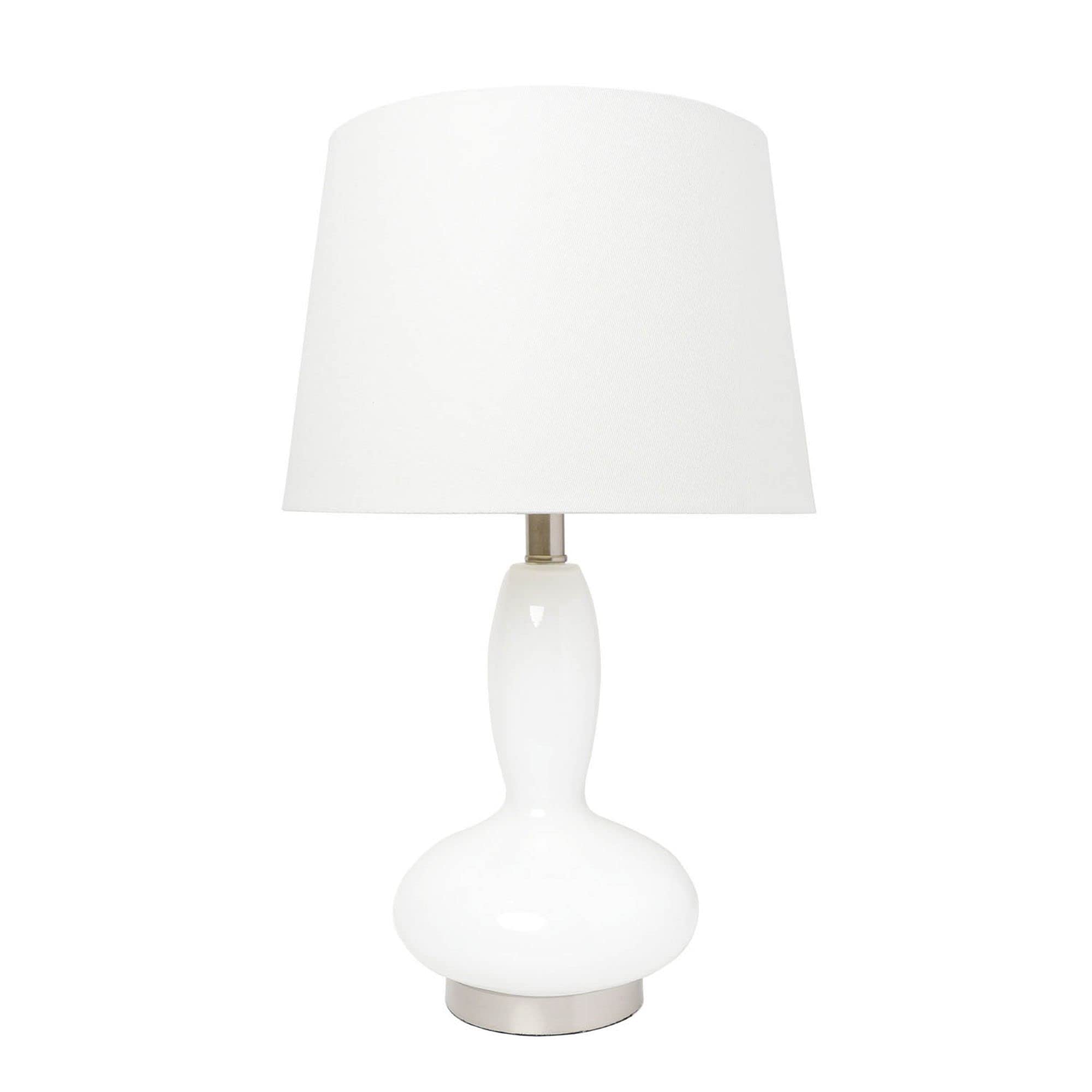 Lalia Home Contemporary Glass Dollop Table Lamp With White Fabric Shade - White
