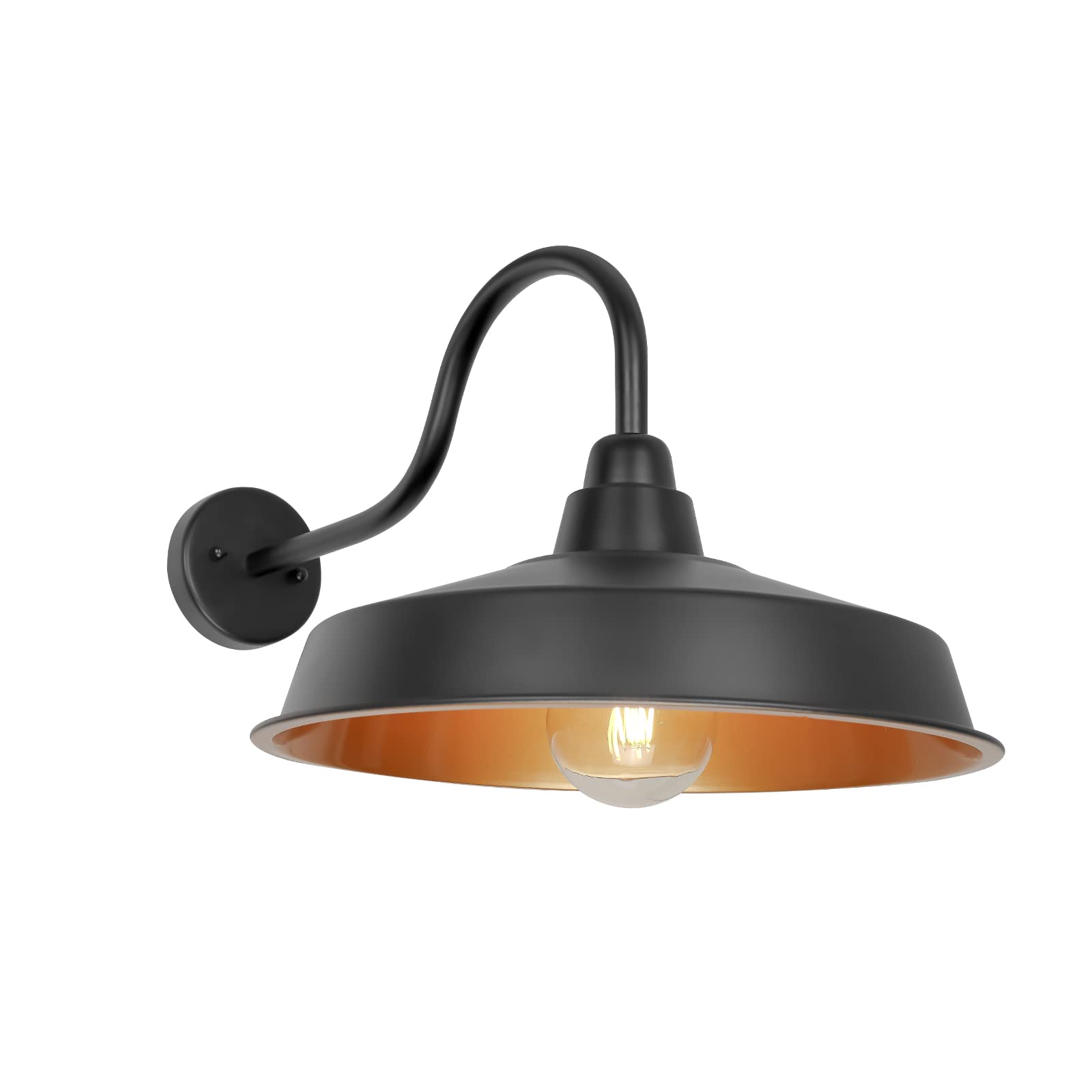 Diyel Gooseneck Barn Light Outdoor, 16 Inch Dome Large Farmhouse Exterior Light Fixture Wall Mount, Industrial Outdoor Wall Scon