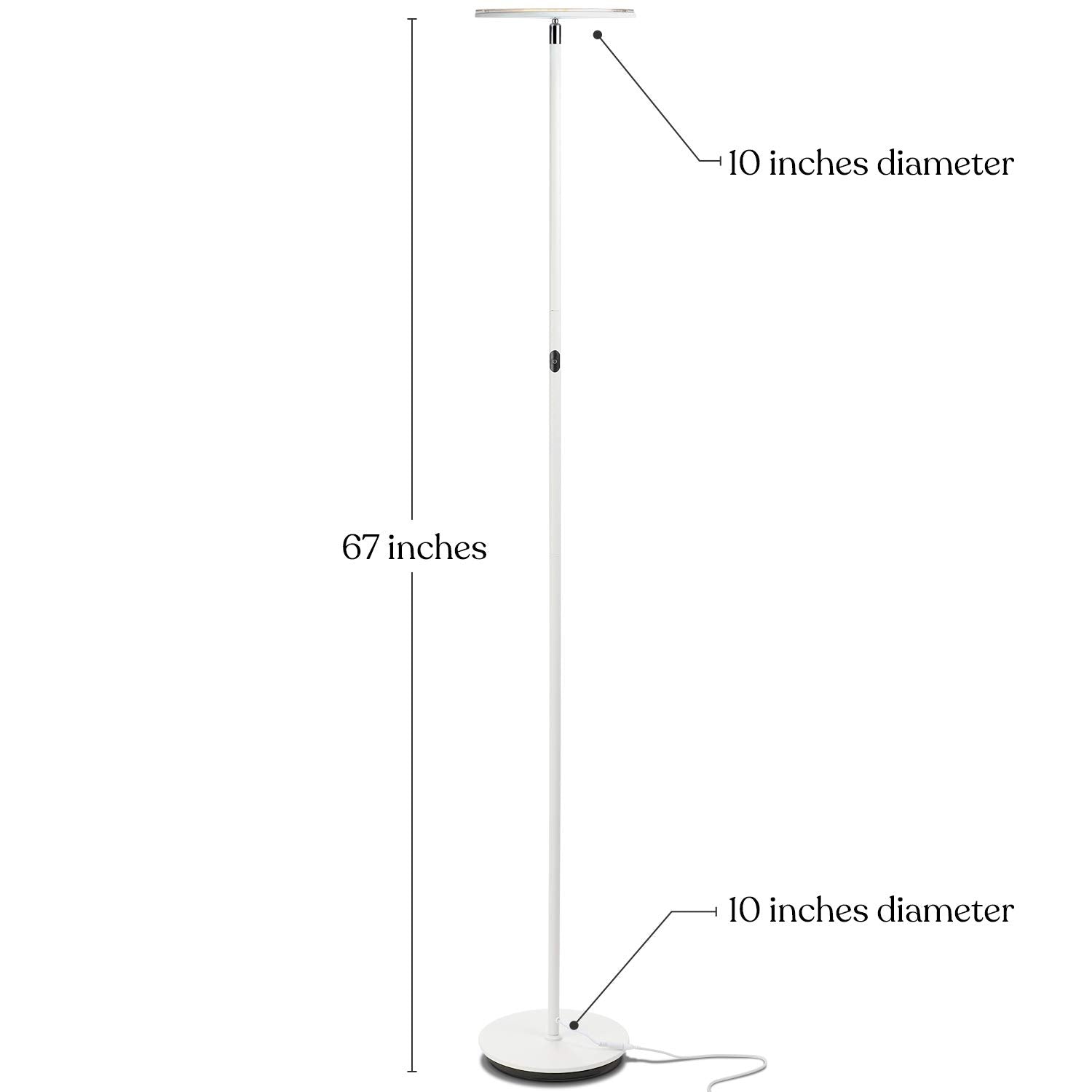 Brightech Sky Flux Dimmable LED Floor Lamp, Metal, White, Tall Torchiere with 3 Light Options, Model SKYFLUX-WHT