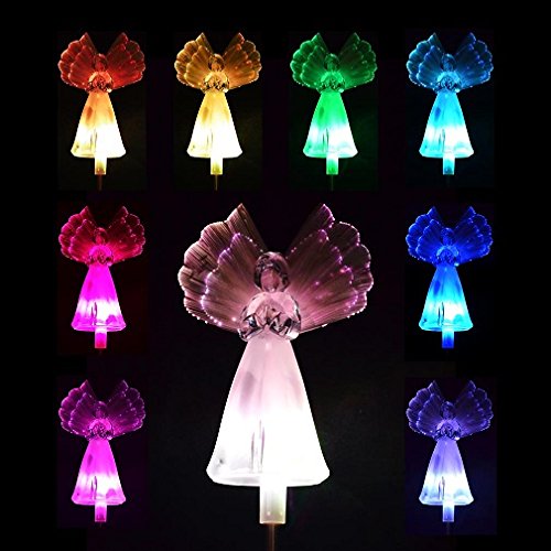 Solaration Solar Frosty Praying Angel Garden Light, 34in H, White, Fiber Optic Wings, Model AL307P