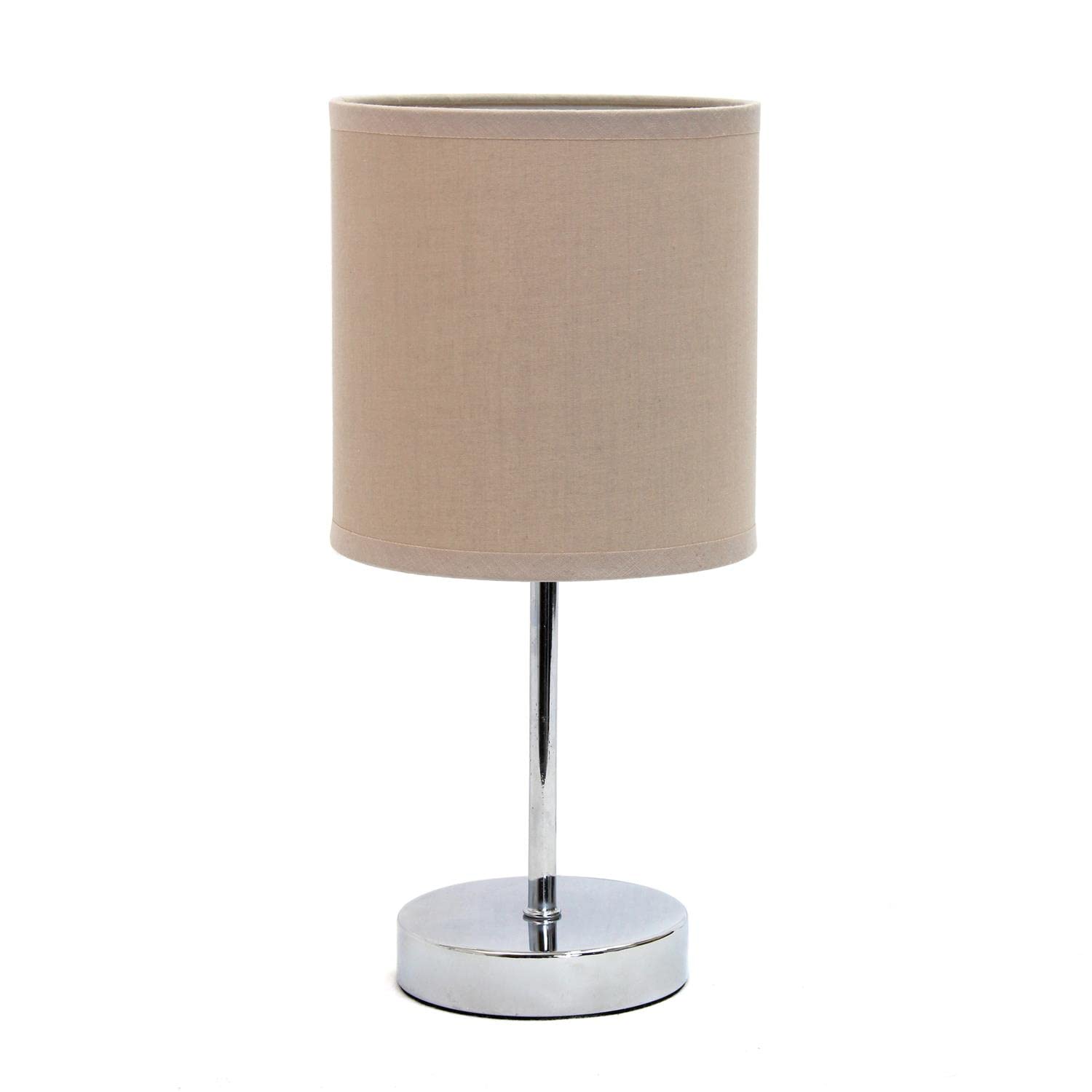Creekwood Home Nauru 11.81&quot; Chrome Metal Bedside Table Lamp With Fabric Shade