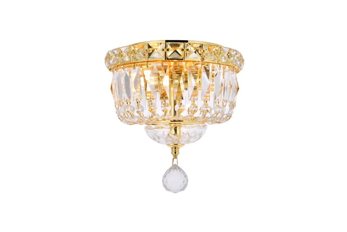 Elegant Lighting Tranquil - Two Light Flush Mount-Gold Finish-Royal Cut Crystal Type