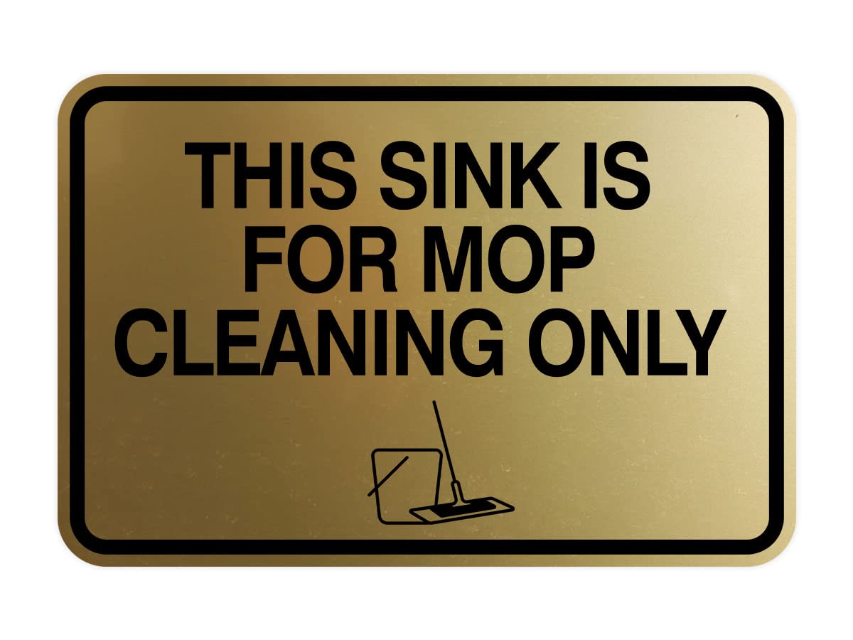 Signs ByLITA Classic Framed Sign for Mop Cleaning - 5 x 7in Medium, Brushed Gold, Vinyl, Model CFTSSFMCN-BRSGLD-M