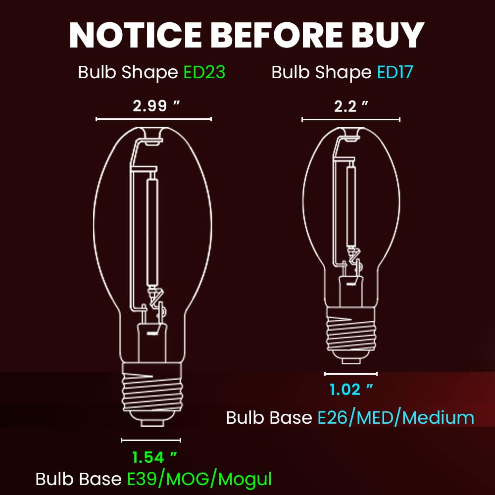 Gruotvszak Mogul Base (E39)  Lu150/Mog 150 Watt High Pressure Sodium Light Bulb  Ansi Code S55  16500 Lumen  24000 Life Hours  Ed23 Clear Bulb  2100K