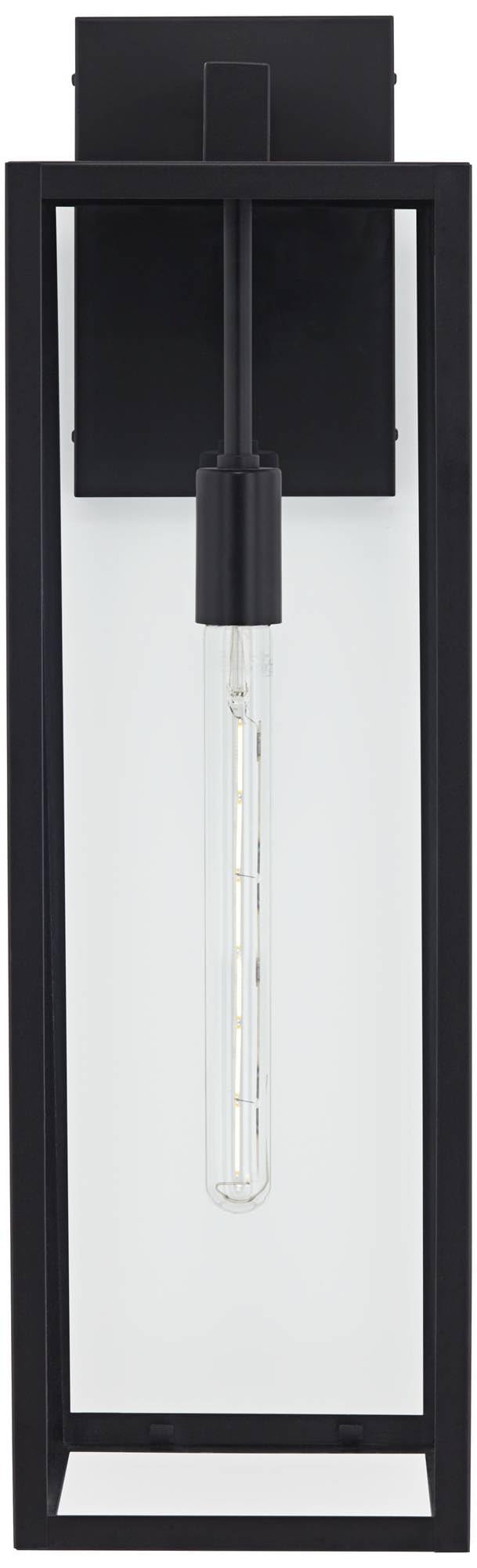 John Timberland Titan Outdoor Wall Light Fixture, Black Metal, 27in Clear Glass Panels, Model 10-2206-500