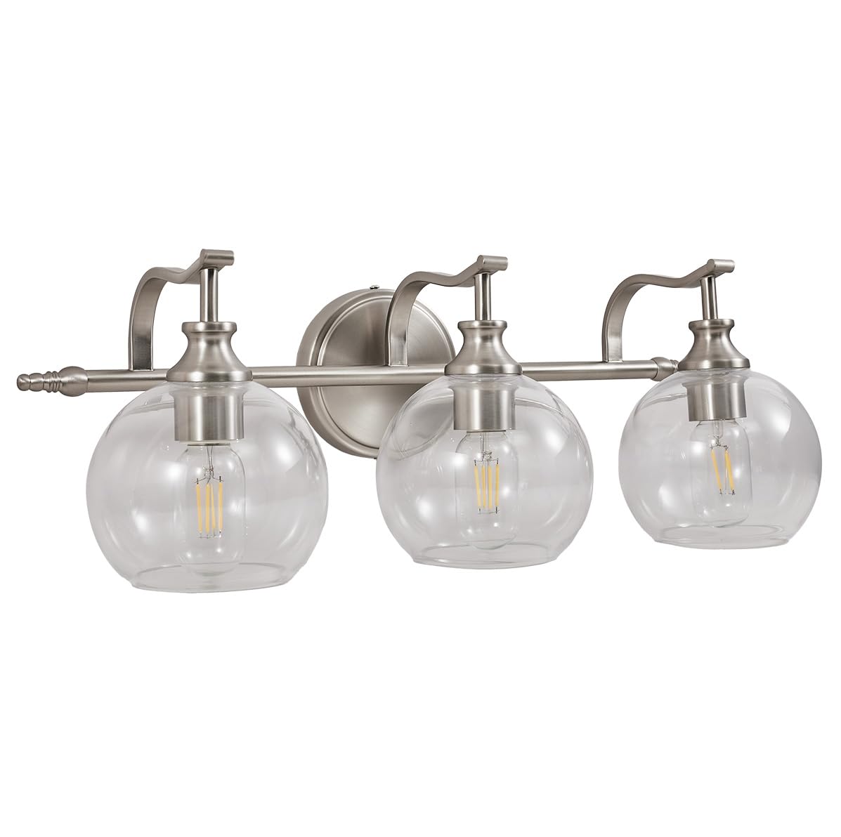 Andy Star 3 Light Bathroom Vanity Lights  Modern Wall Sconces Lighting  Silver Bathroom Lights With Clear Glass Shades  Bath Wall Lights Wall Lamp For Mirror  Living Room  Kitchen  Hallway