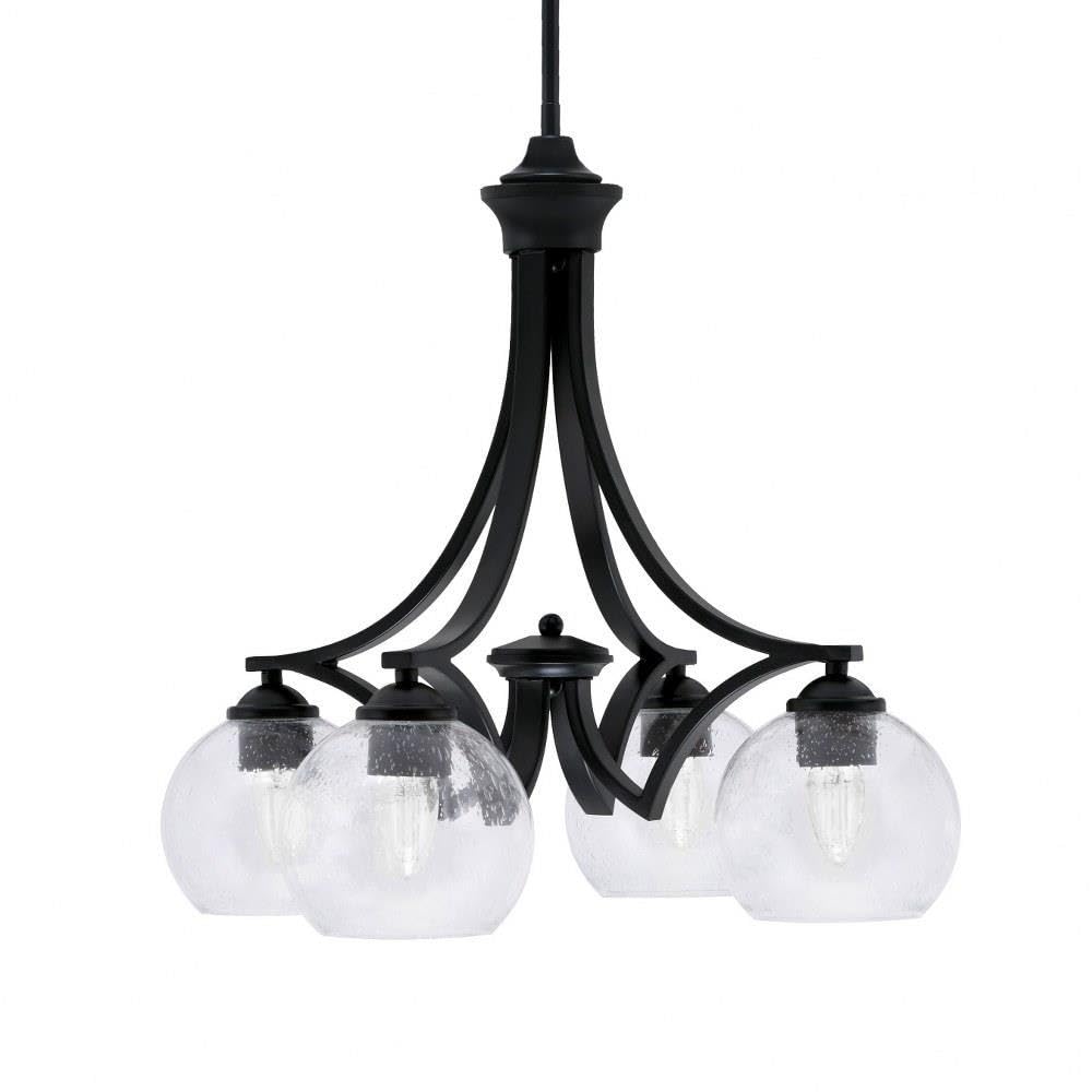 Toltec Lighting 568-MB-4100 Zilo - 4 Light Downlight Chandelier-19.5 Inches Tall and 20.75 Inches Wide, Finish Color: Matte Black, Glass Color: Clear Bubble