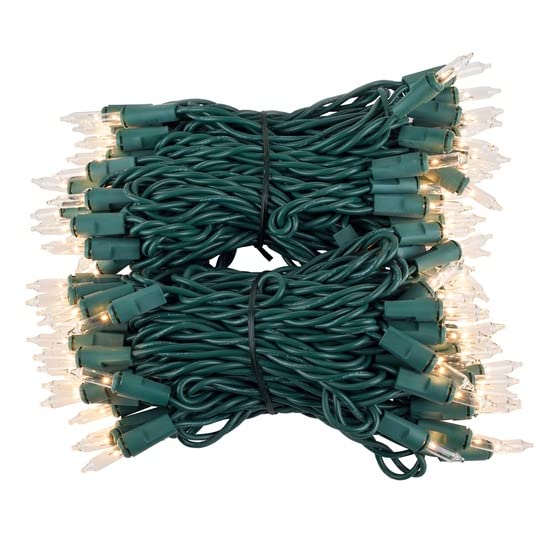 100 Count Incandescent Christmas Mini String Lights | 33 feet Long |Commerical Professional Quality String Lights | 4&quot; Spacing | Green Wire | One Light goes Out The Rest Stay lit