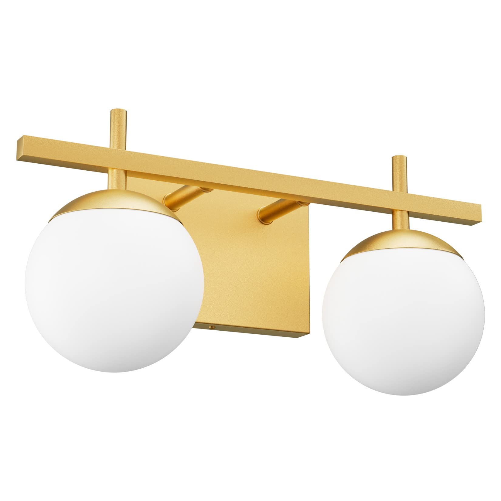 Ralbay 2-Light Gold Vanity Light Mid Century Modern Fixture Milky Glass Globe Model 1100
