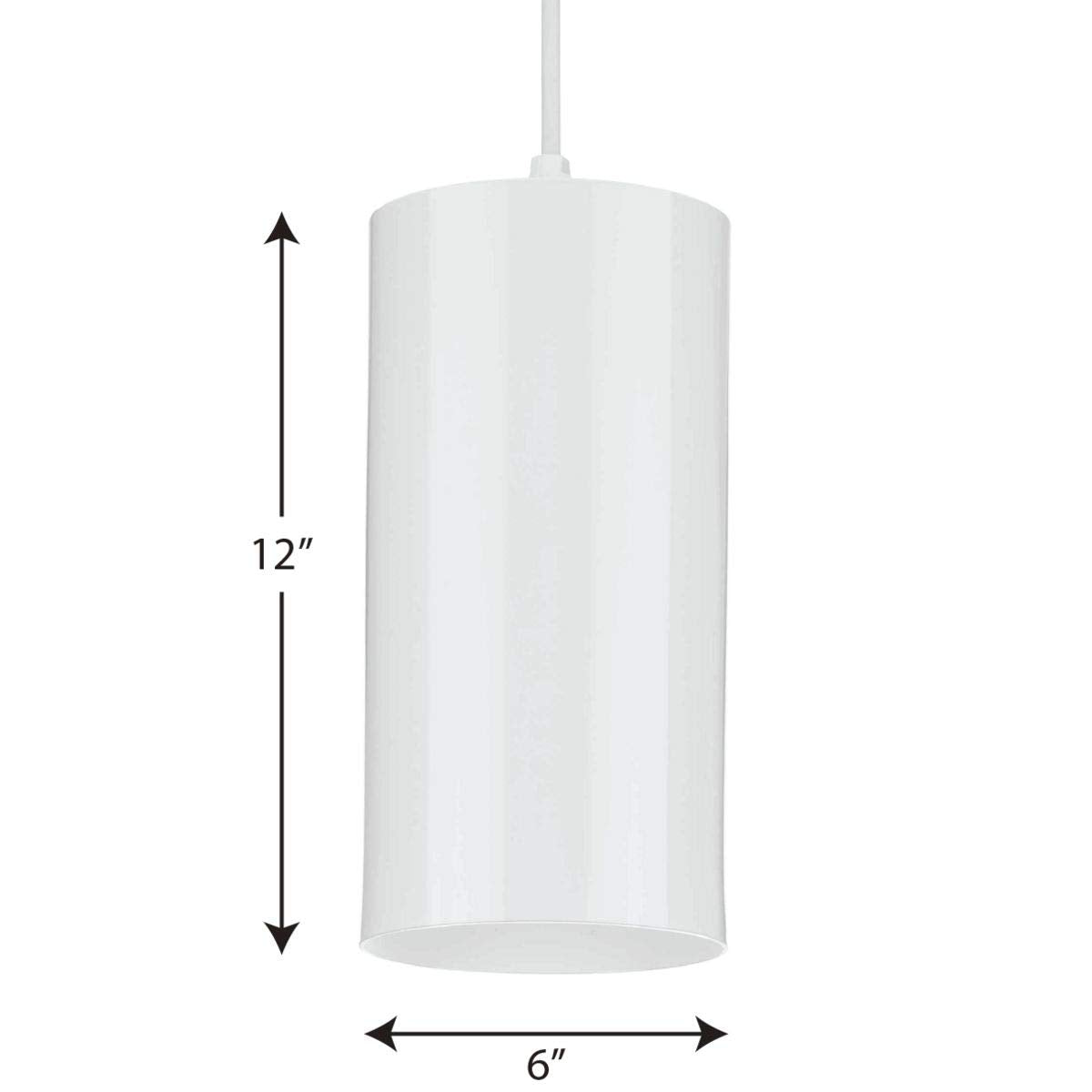 Progress Lighting Cylinder Collection 6-Inch White Outdoor Hanging Pendant Light, Aluminum, Model P500356-030