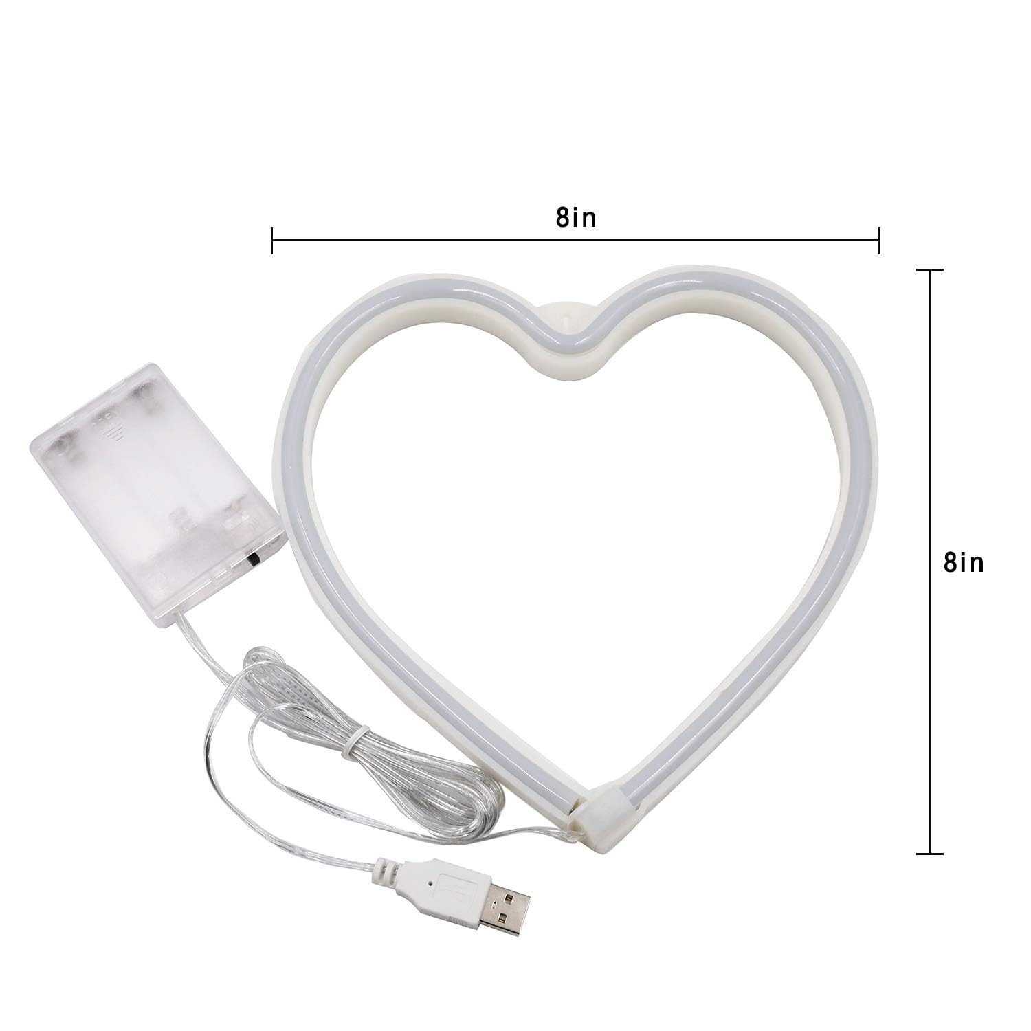 EXF Red Heart Neon Sign - Battery Operated LED Light, 1 Pack, Plastic Decoration for Party, Home, Bedroom, Wedding, Valentine's Day
