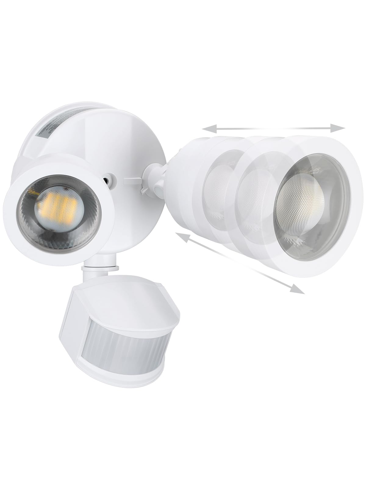 LEONLITE 25W LED Security Light Outdoor Motion Sensor, Motion Flood Lights for Outside, 30-80 Beam Angle Adjustable, Dual-Head S