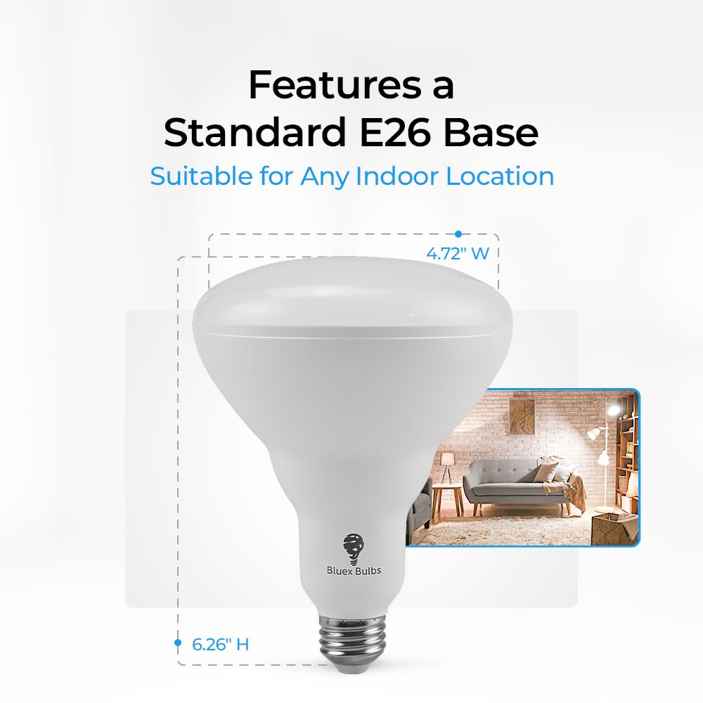 Bluex Bulbs 2 Pack 20W Br40 Ho High Power Led Indoor Flood Light Bulbs 4000K Cool White - Dimmable 1800 Lumens E26 200W Equivale