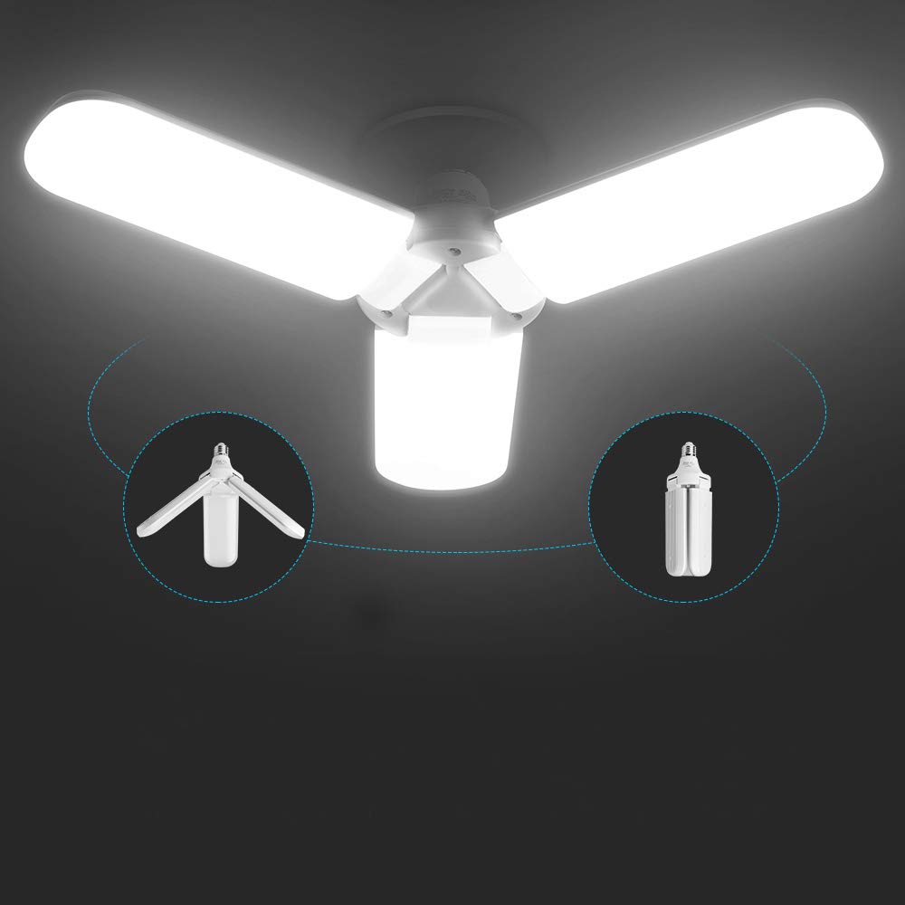 Led Garage Light,400 Watt Equivalent 6000K,Cool Daylight White Led Area Light,E26/E27 Medium Base,For Outdoor Factory Warehouse