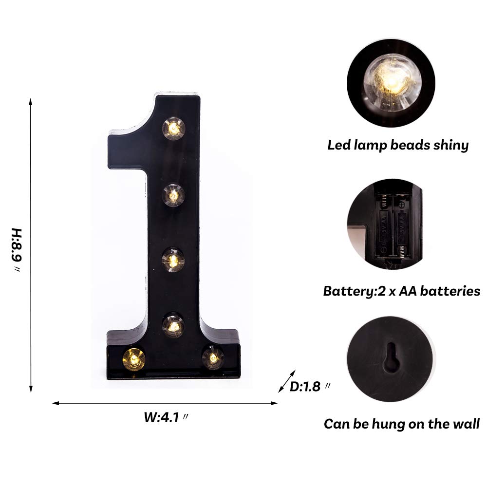 Foaky Black Marquee Numbers, Light Up Numbers, Lights Sign For Night Light Wedding Birthday Party Battery Powered Christmas Lamp