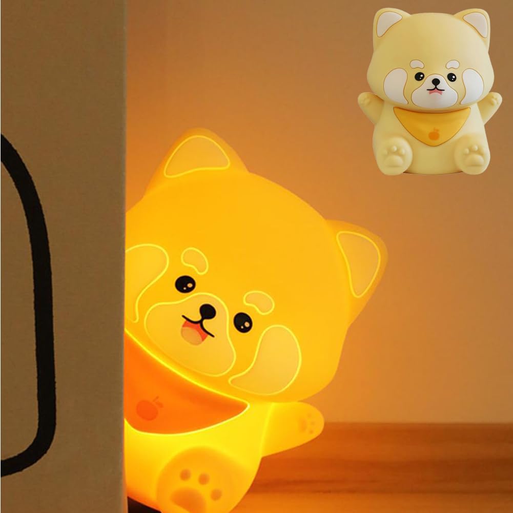 Red Panda Lamp,Cute Night Light for Nursery,LED Squishy Animal Night Light for Sleep,Squishy Silicone Nursery Lamp,Rechargeable 
