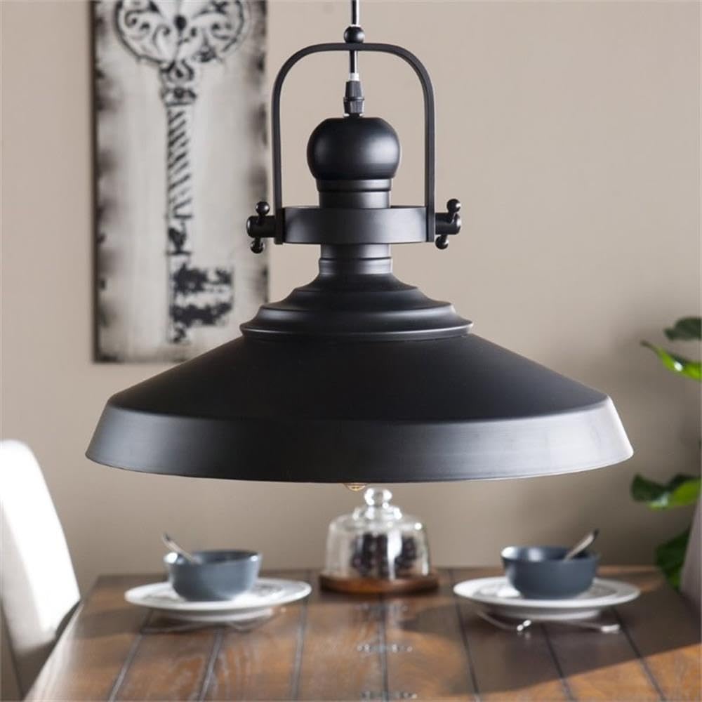 Southern Enterprises Mindel Industrial Bell Pendant Lamp, Black Stainless Steel