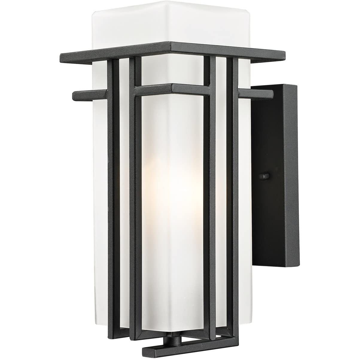 Z-Lite Outdoor Wall Light, Matte Opal Shade, Aluminum Frame, 11.75x7.00x5.50 in, Black, Model 549S-BK