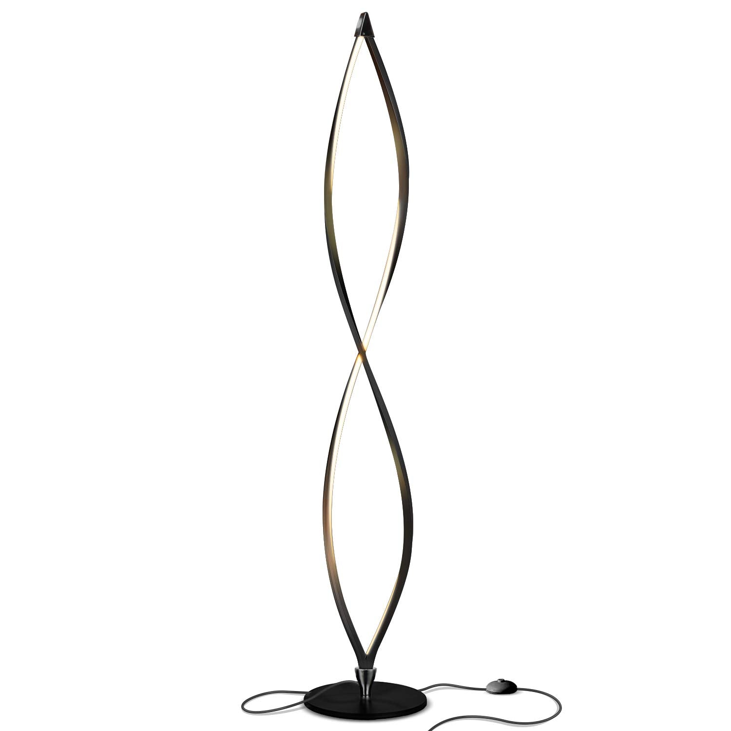Brightech Twist Floor Lamp, Bright Tall Lamp for Offices, Modern LED Spiral Lamp for Living Rooms, Dimmable Standing Lamp with S