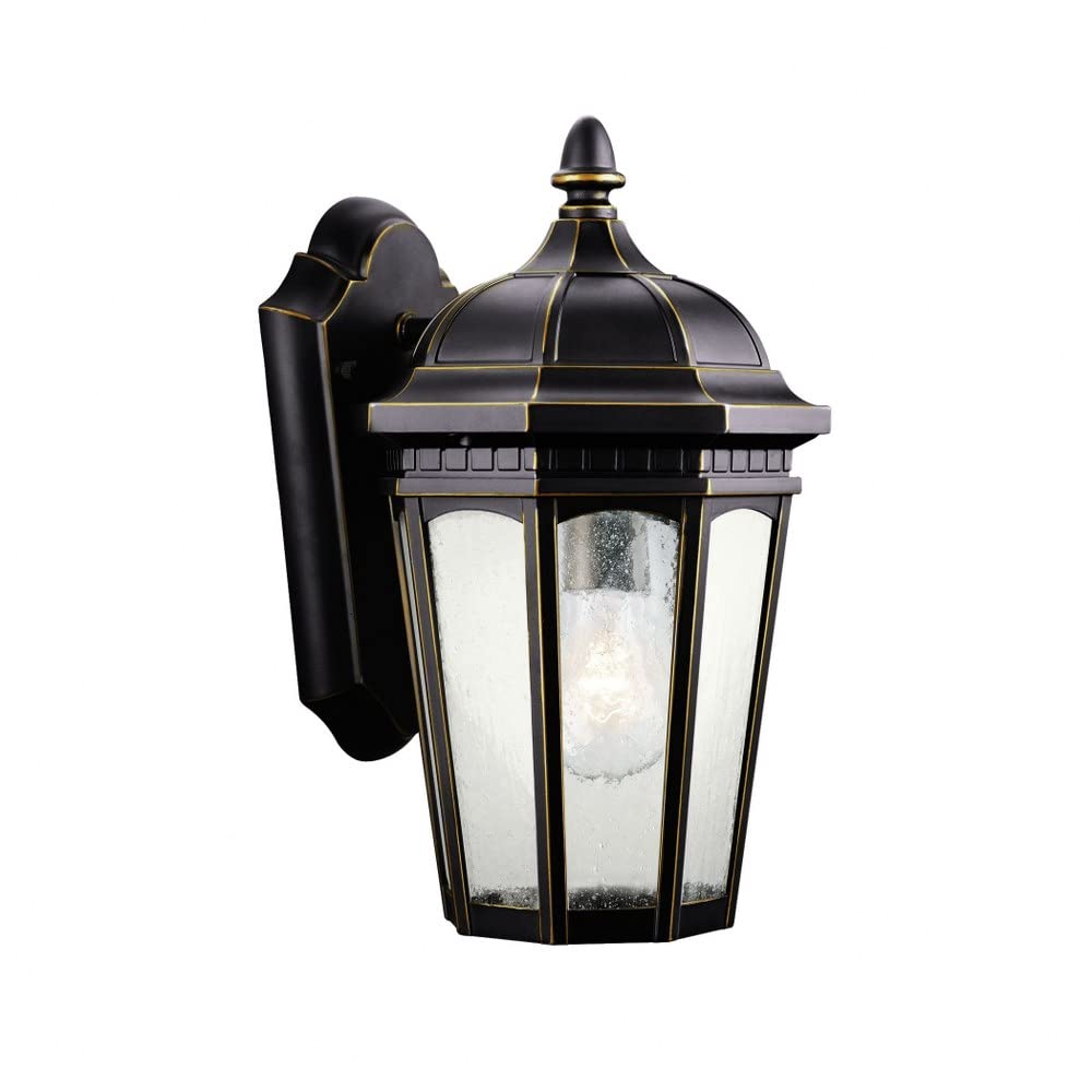 Kichler Courtyard 11 1 Light Outdoor Wall Light with Clear Seeded Glass in Rubbed Bronze