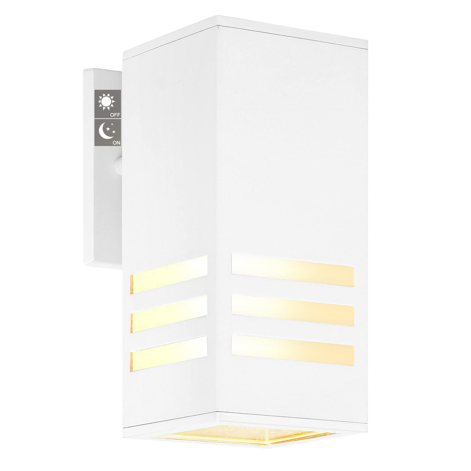 ZUUKOLE Dusk to Dawn Outdoor Wall Lamp, Exterior Light Fixture - ETL Listed, Aluminum Anti-Rust Waterproof Wall Mount Rectangula