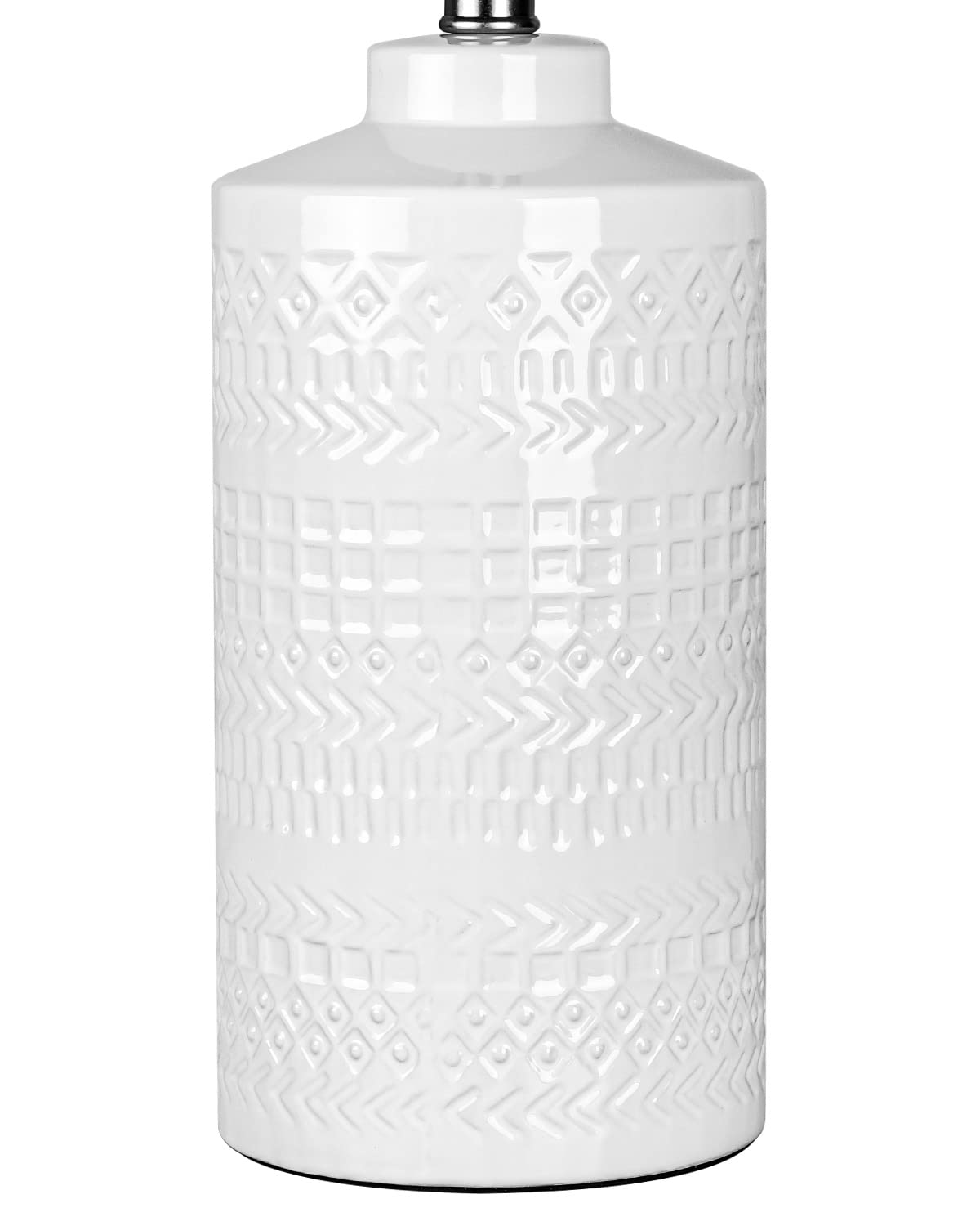 JUNNAI 24.5" White Ceramic Table Lamp - 3-Way Dimmable Bedside Light with Linen Shade for Bedrooms & Living Rooms, Bulb Included