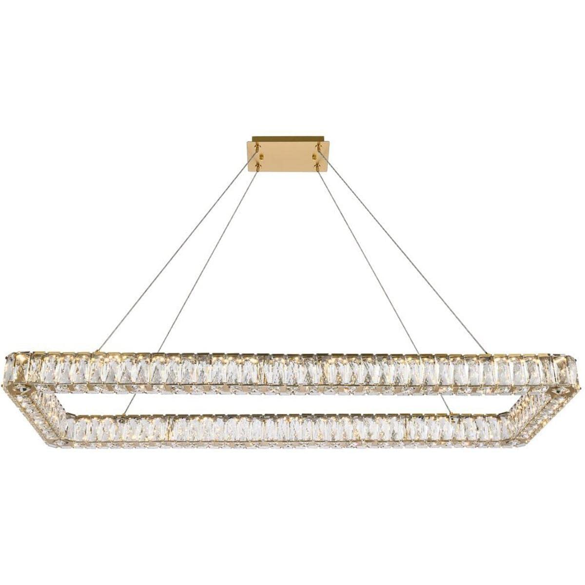 Elegant Lighting Monroe 50&quot; Led Single Rectangle Pendant in Gold