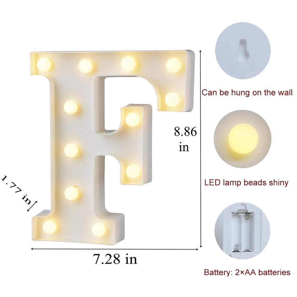 MUMUXI Light Up Letter F | Battery Powered Marquee Sign | Bright Decorative Alphabet for Weddings, Birthdays, and Celebrations
