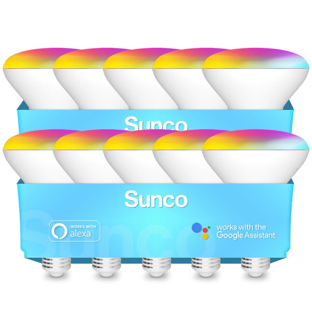 Sunco Br30 Alexa Smart Flood Light Bulb, Color Changing Led Recessed Wifi Bulb 8W, Rgb Cw, Dimmable, 650 Lm, Compatible With Ale