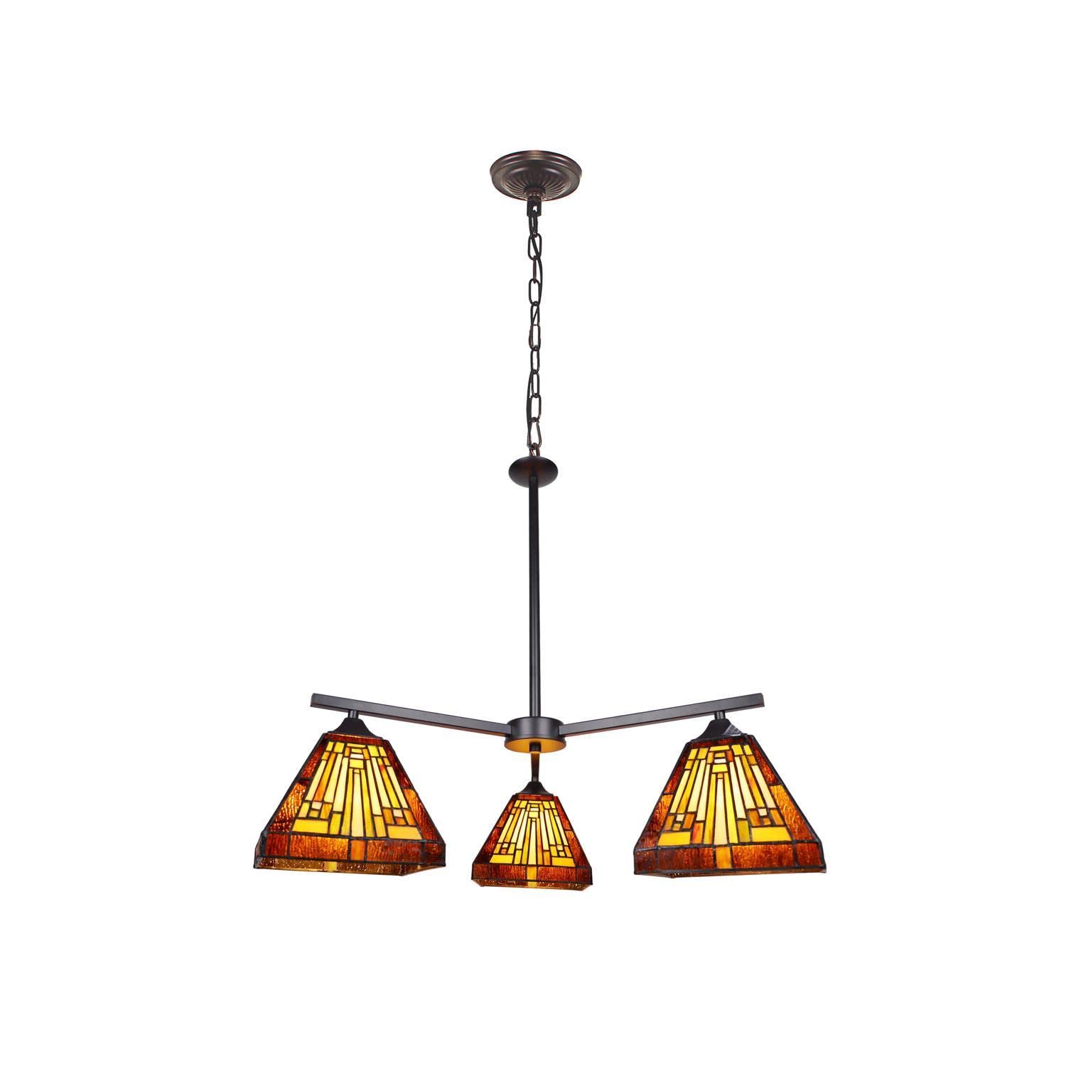 Chloe Lighting Innes Tiffany-Style Mini Chandelier, 3 Lights, Multicolor, 27in Wide, Blackish Bronze, Model CH33359MR27-EE3