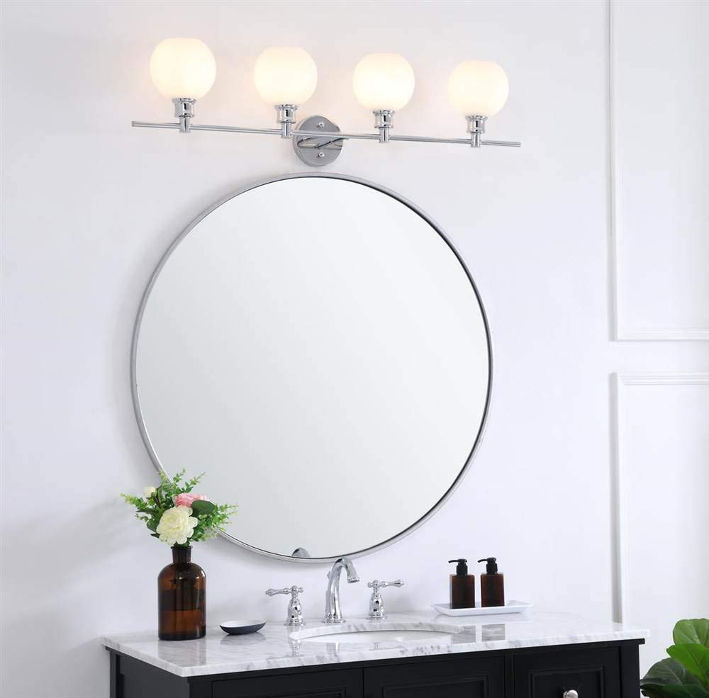 Living District Collier 4-Light Metal Wall Sconce in Chrome and Frosted White