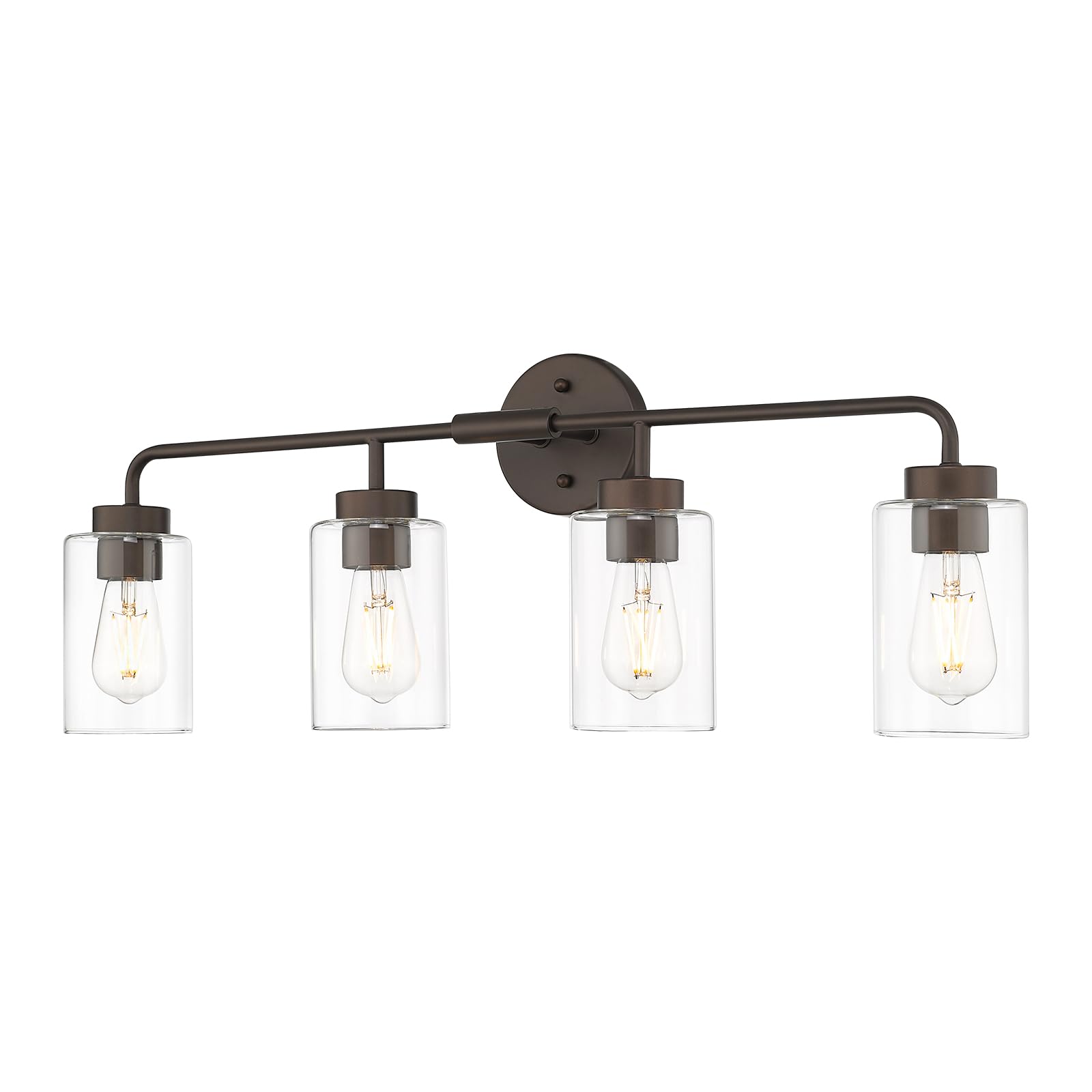 Zeyu Oil Rubbed Bronze Bathroom Vanity Light  4-Lights Bathroom Light Fixtures Over Mirror With Clear Glass Shade  30.6 Inch Wall Sconce Lighting Bath  Zs62B-4W Orb