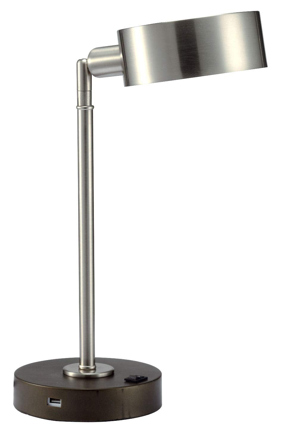 SH Lighting Modern Adjustable Task Table Desk Lamp - Pivoting Shade, Silver, Model 3838SN