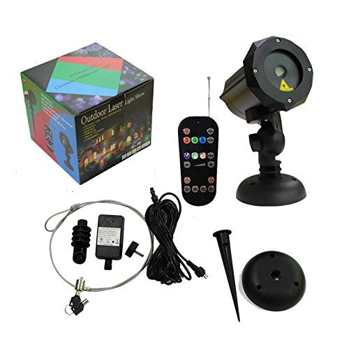 LedMAll RGB Outdoor Laser Lights - Motion Pattern Firefly, 18 Patterns, RF Remote Control, Black Aluminum, Model X-37P