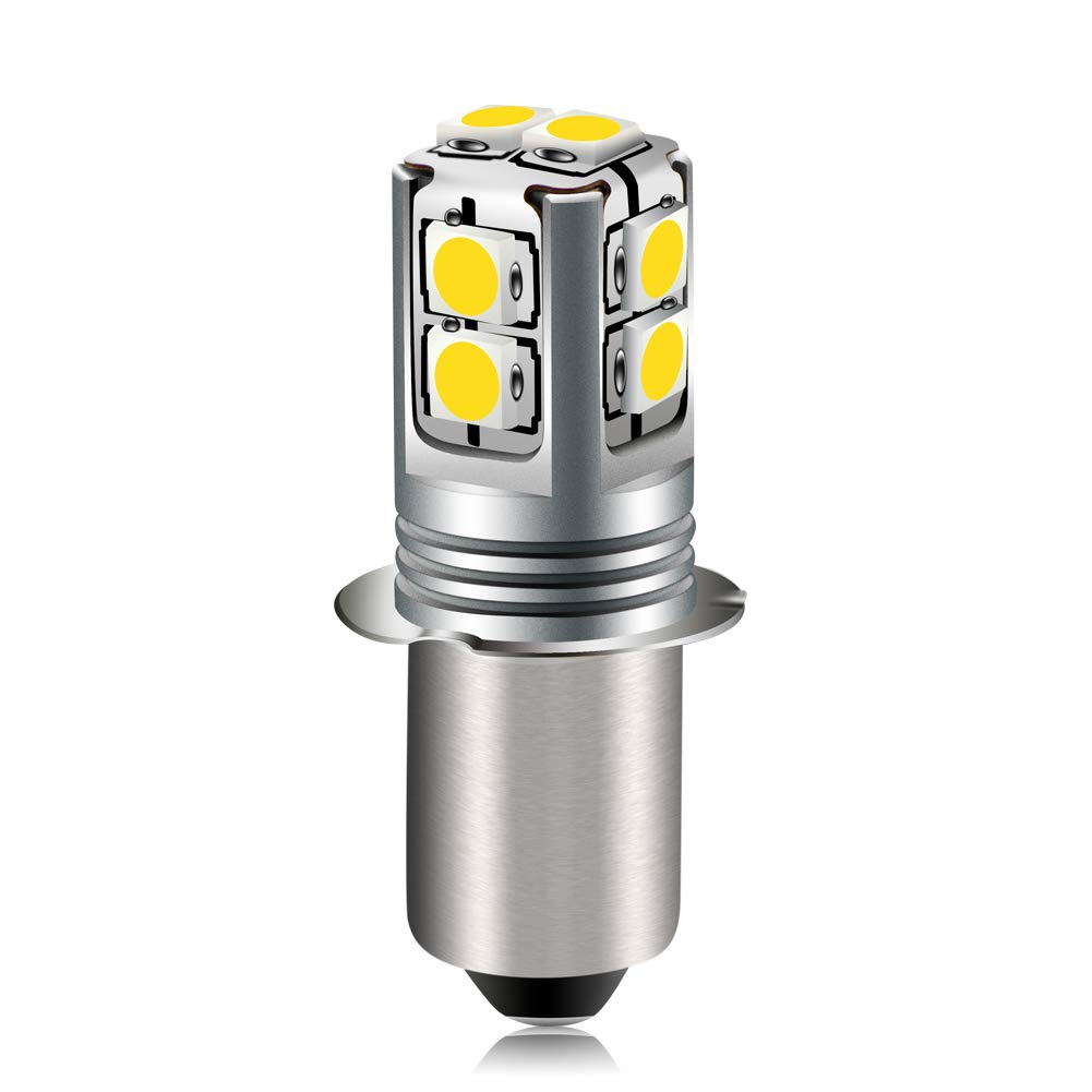 Ruiandsion Upgrade Led Flashlight Bulb 6-40 Volt P13.5S Base Led Bulb Warm White 4300K 6V 9V 12V 18V 19.2V 24V Replacement For F