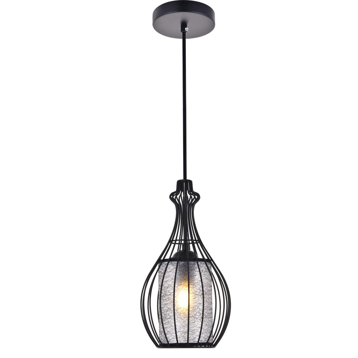 Living District Miya 1-Light Modern Metal Pendant in Black Finish