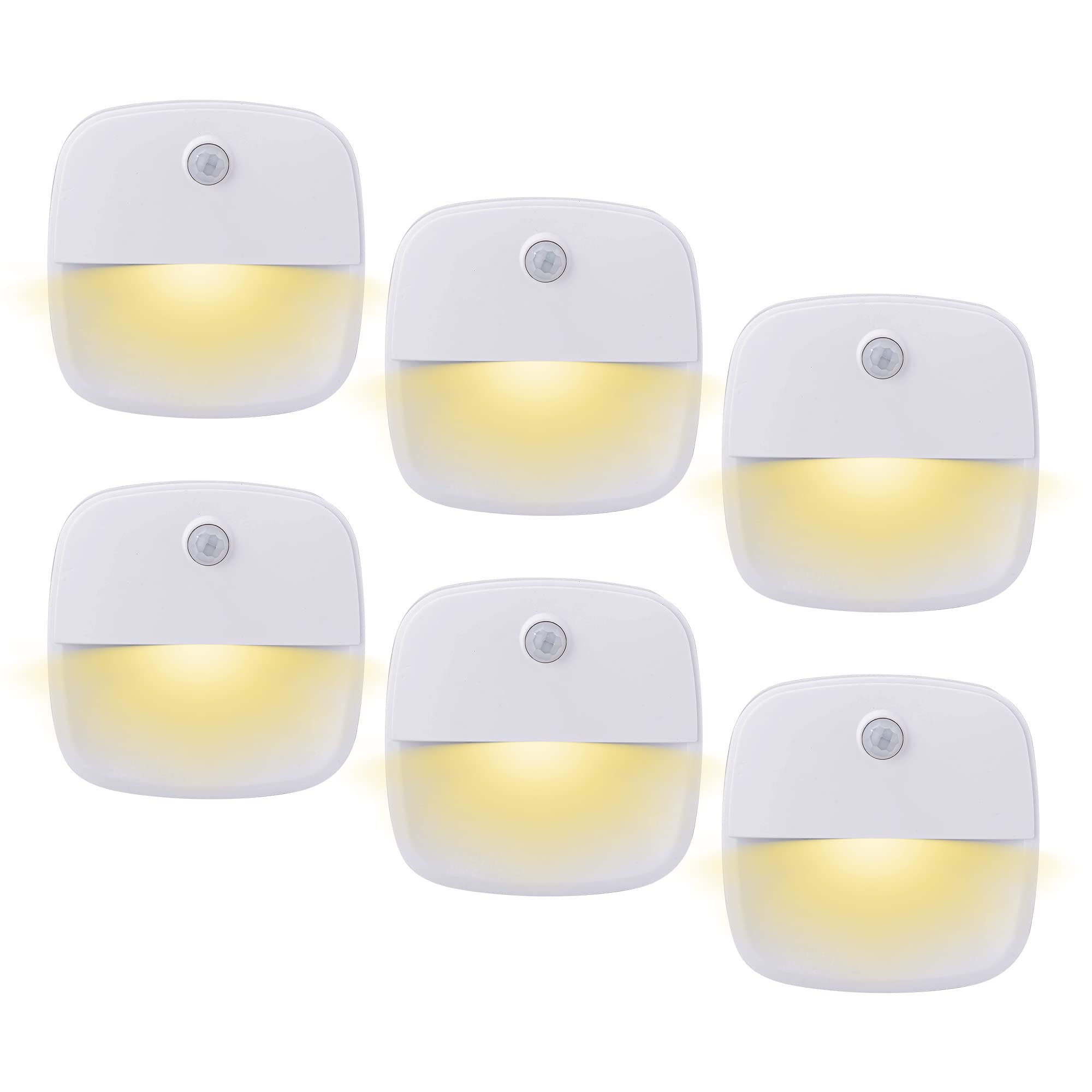 Motion Sensor Light  Cordless Battery-Powered LED Night Light  Wall Light  Closet Lights  Safe Lights for Stairs  Cabinet  Hallway  Bathroom  Kitchen (Warm White  6 Pack)