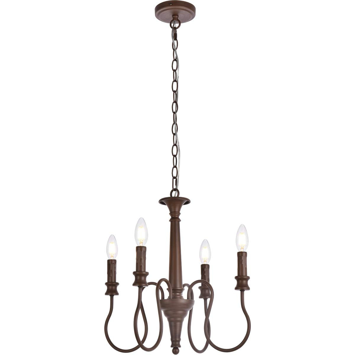 Living District Flynx 4-Light Mid-Century Metal Pendant in Weathered Oak