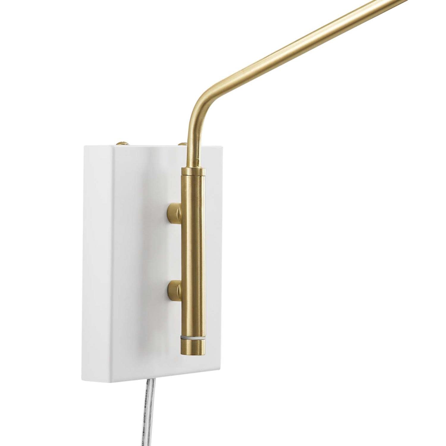 Modway Journey 24 1-Light Modern Metal Swing Arm Wall Sconce in White