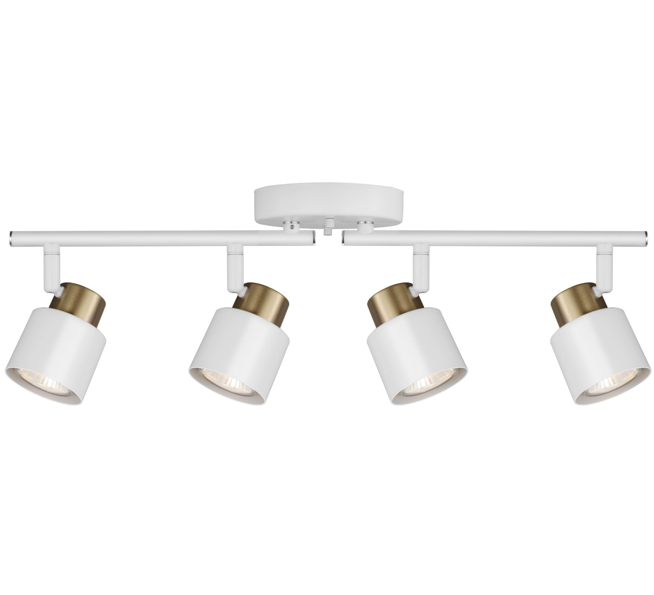 CRAFTRONOS 4 Light Track Lighting Kit, Matte White Brass Finish Adjustable with Modern Flush Mount Ceiling Spotlight for Kitchen