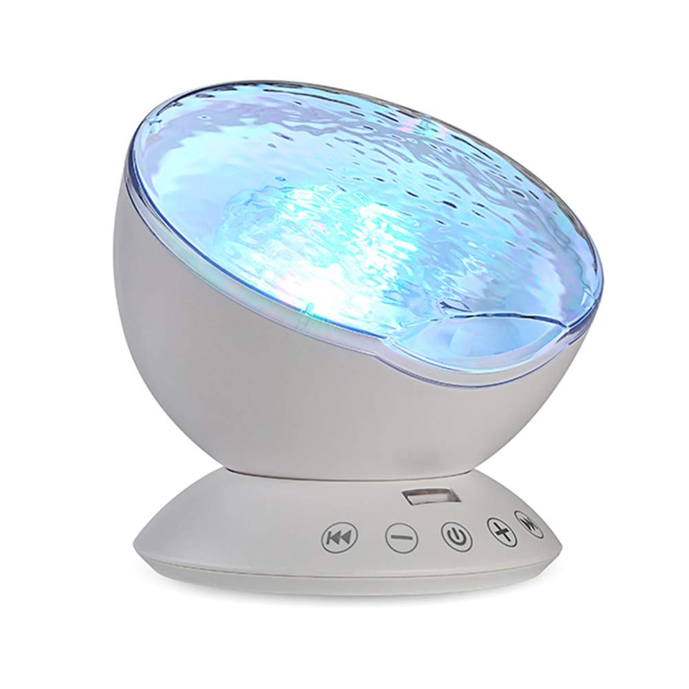 TOMNEW Ocean Wave Projector Sound Machine, Night Light Projector with Remote Control Timer 7 Colors LED Lighting Modes Water Lam