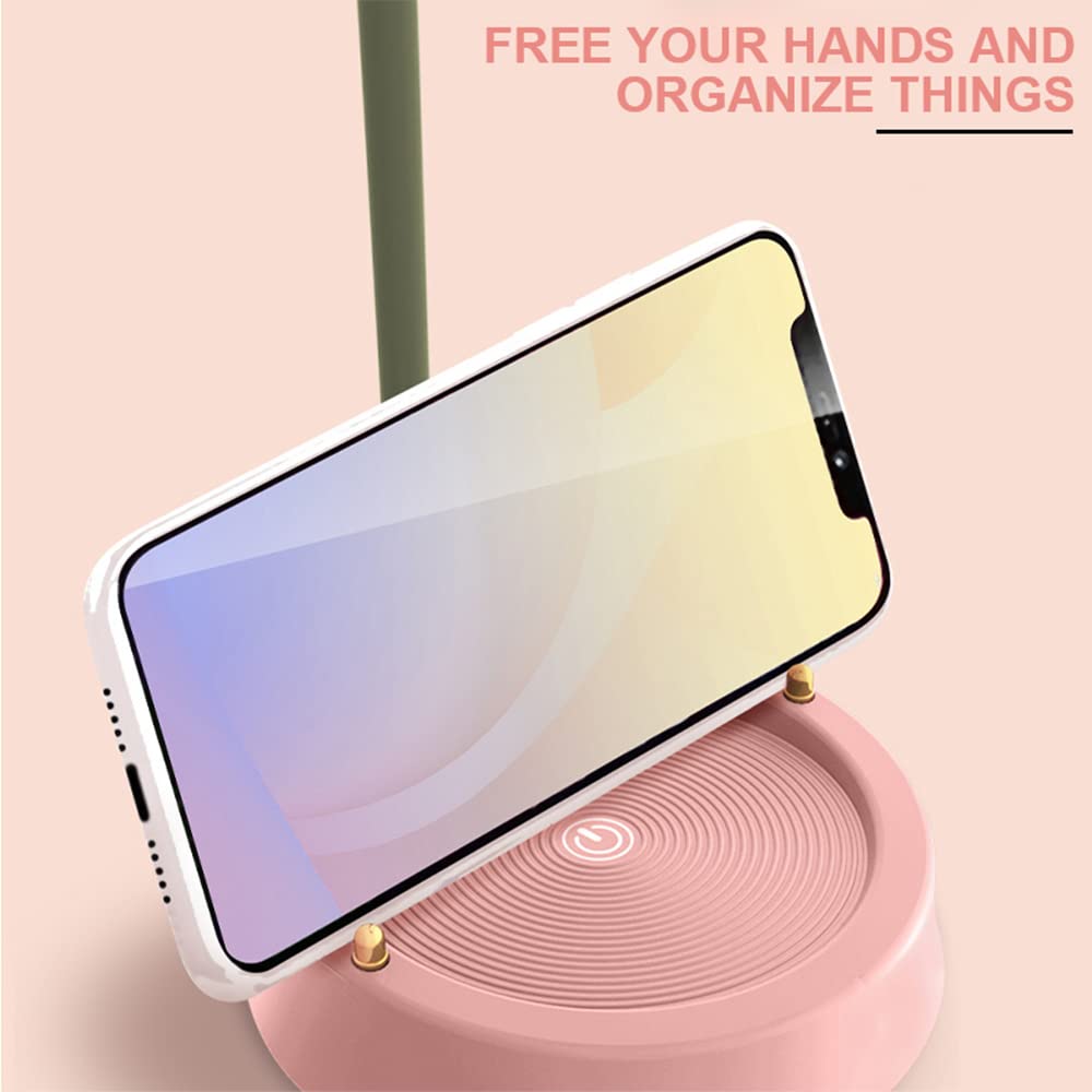 Flower Led Desk Lamp Cordless Table Light Adjustable Gooseneck Dimmable Touch Rechargeable Battery Student Bedroom Room Lighting Table Light House Decor (Yellow)