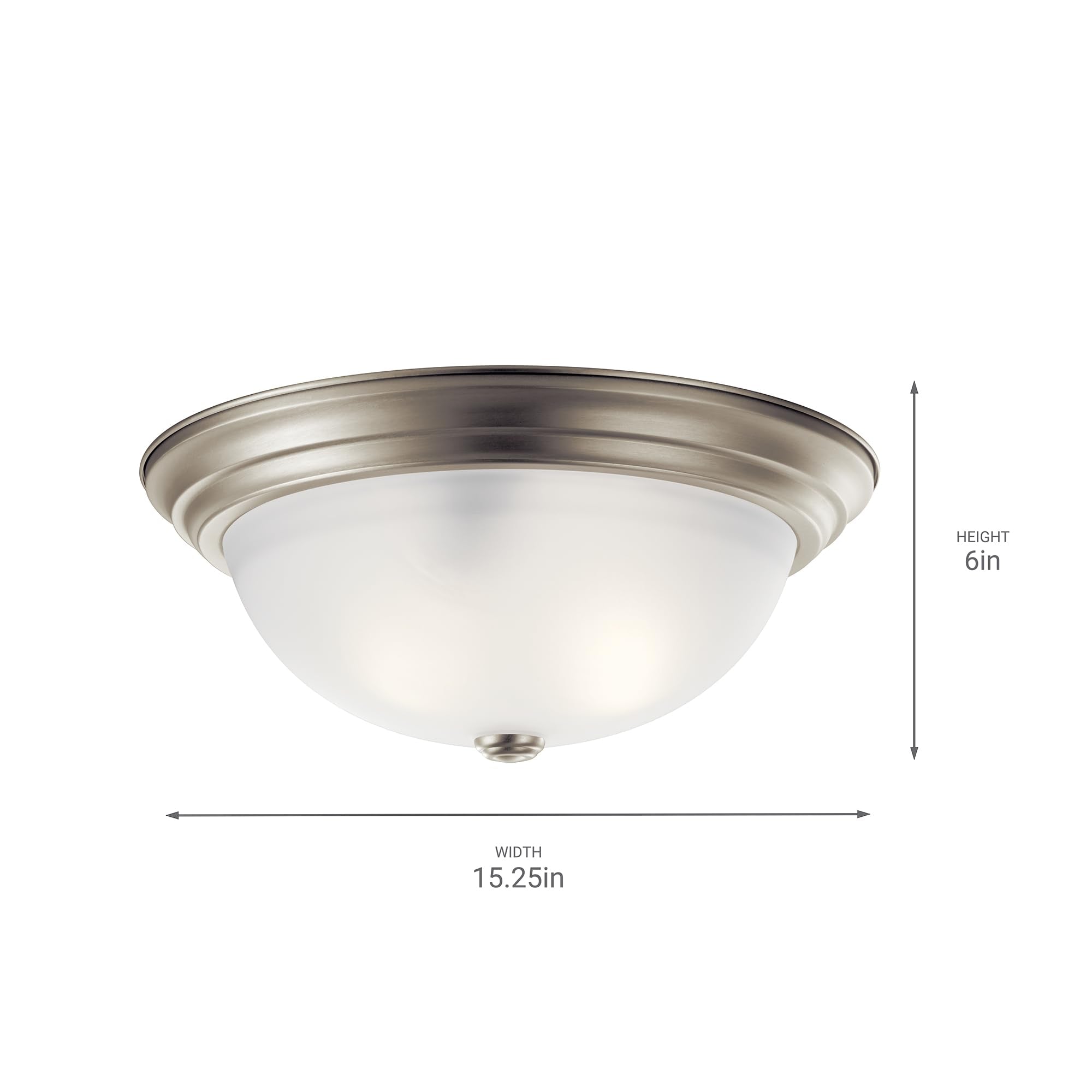 Kichler 8116Ni Flush Mount Round Glass Ceiling Lighting, Brushed Nickel 3-Light (16'' W X 7'' H) 180 Watts