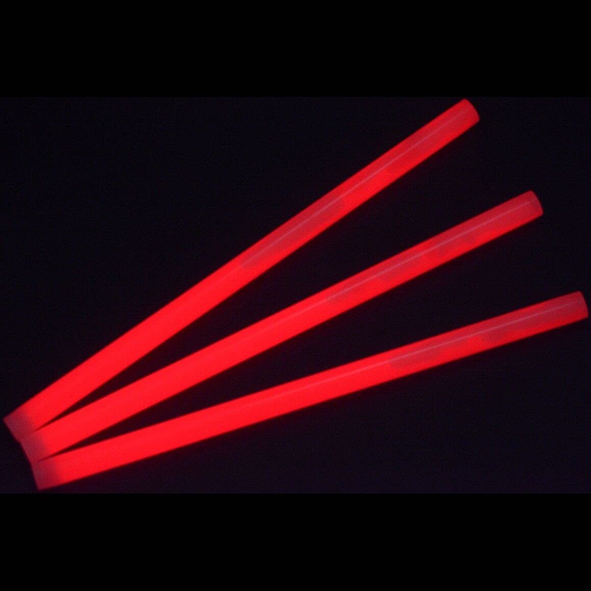 Glow With Us Glow Sticks - 100 Pack, 12” Red Jumbo Light Sticks, 14-Hour Glow, Industrial Grade, Ideal for Camping & Emergencies