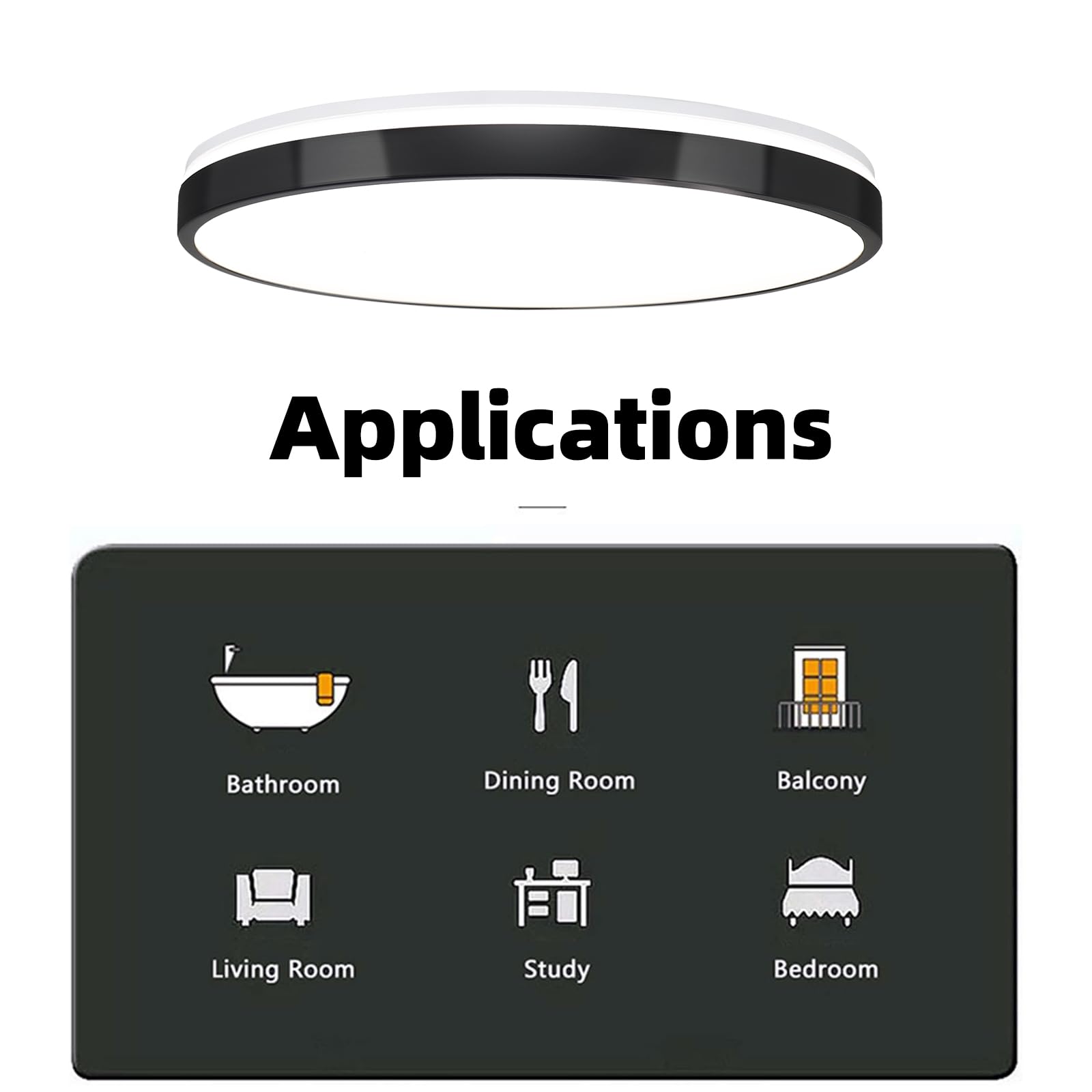 HOREVO 24W LED Ceiling Lamp with Bluetooth Speaker, Remote Control, RGB Color Changing, Large, Black, Model X003