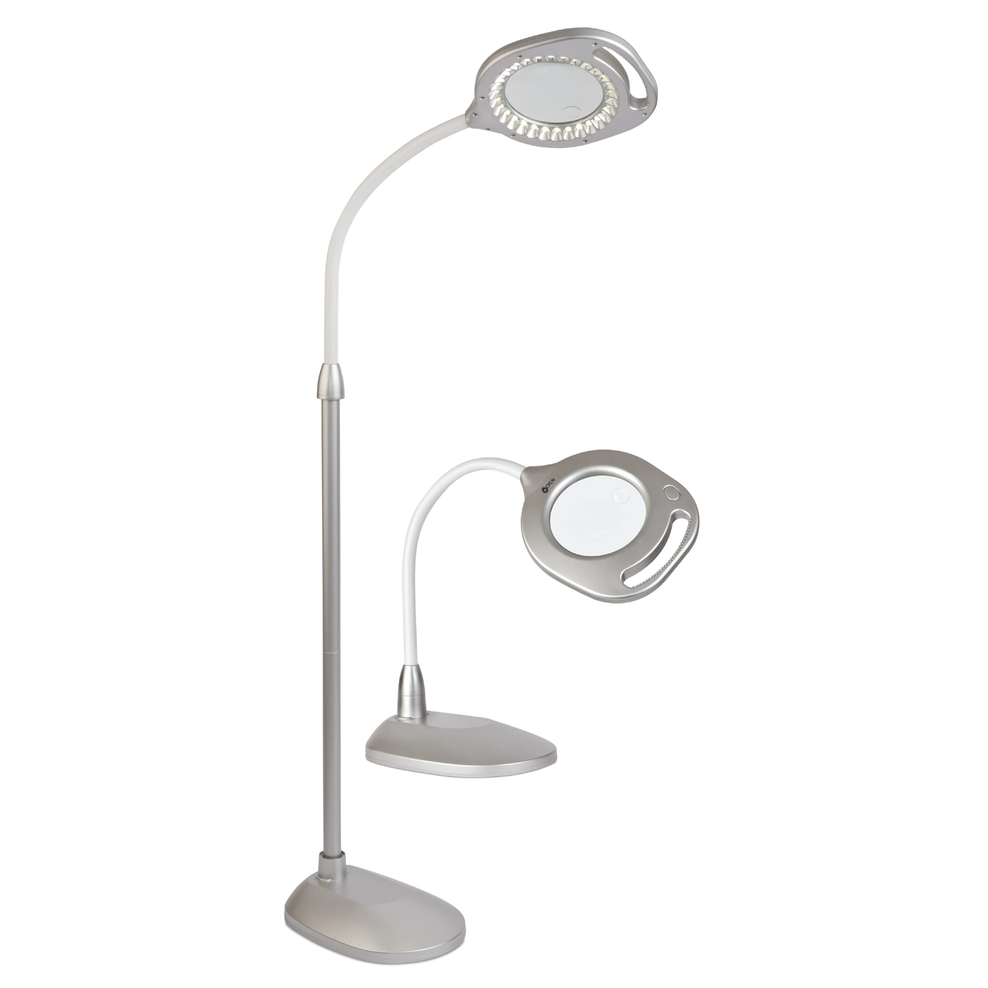 OttLite 2-in-1 LED Magnifier Light, Clearsun Silver, Model CS43828W, Cast & Porcelain Material