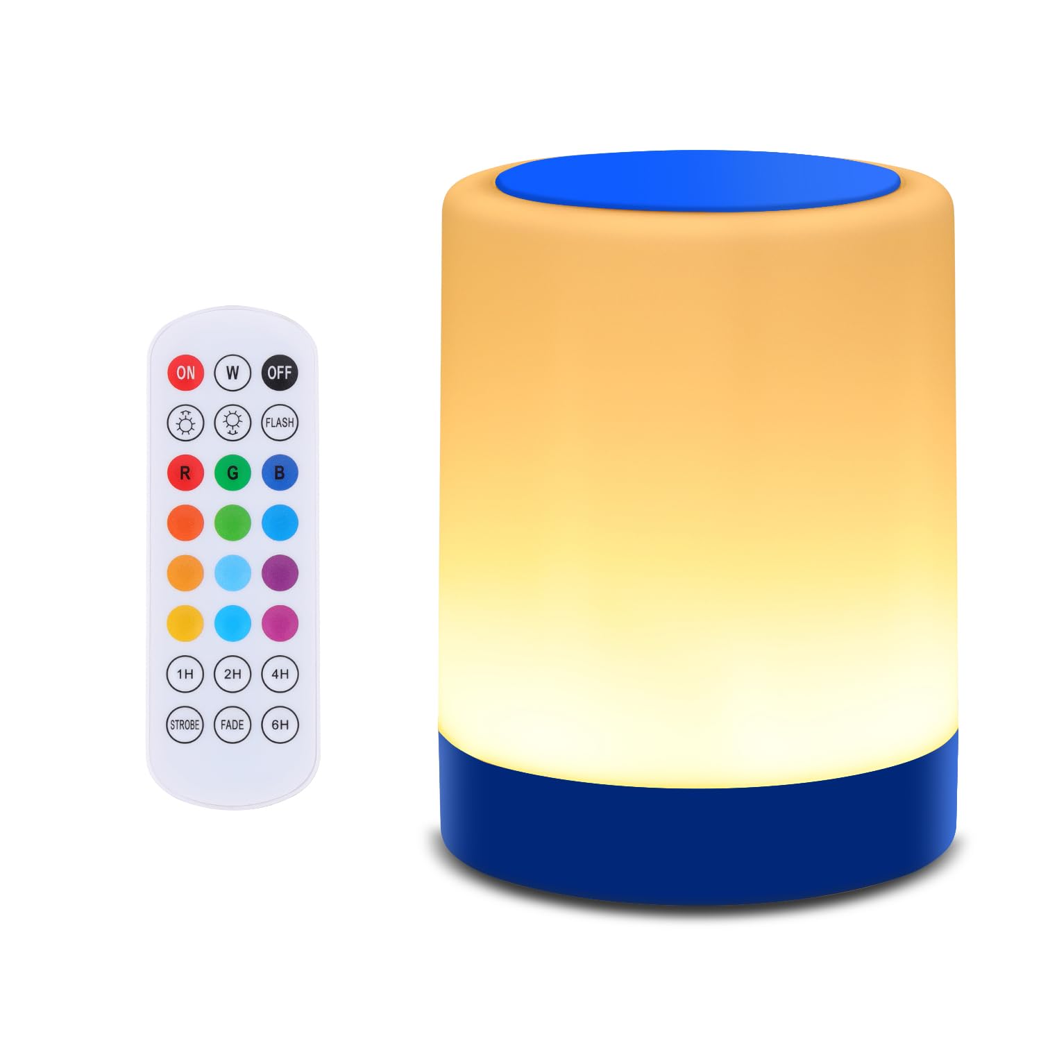 OORUN Touch Bedside Table Lamp, USB Rechargeable, Remote Control, 13 RGB Colors, 5 Brightness Levels, 3.74inD x 3.74inW x 4